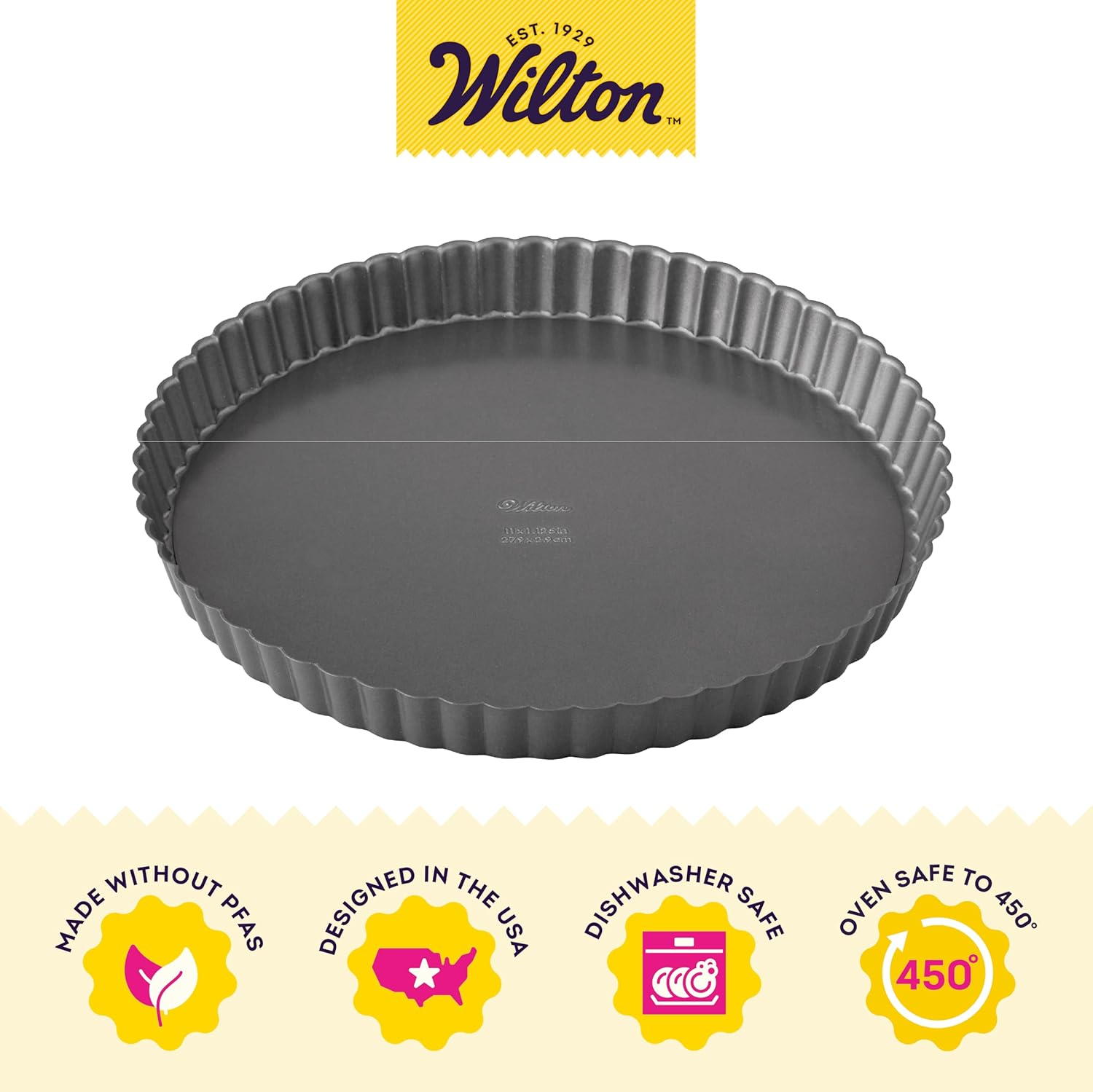 Wilton Excelle Elite Non-Stick Tart Pan and Quiche Pan with Removable Bottom, 11-Inch, Gray image number 1