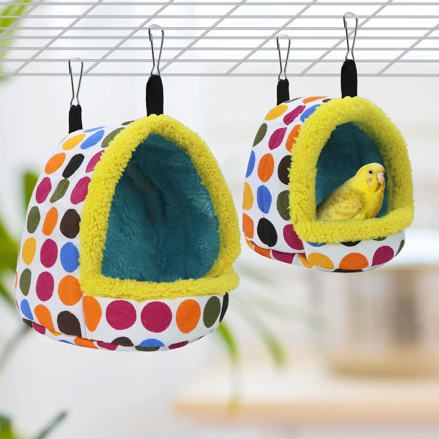Bird Hanging Hammock Winter Warm Parrot Nest House Bed Plush Snuggle Pet Cave Hammock Toy for Conure Lovebird Budgie Parakeet Cockatiel Cage Accessory (Medium) image number 4