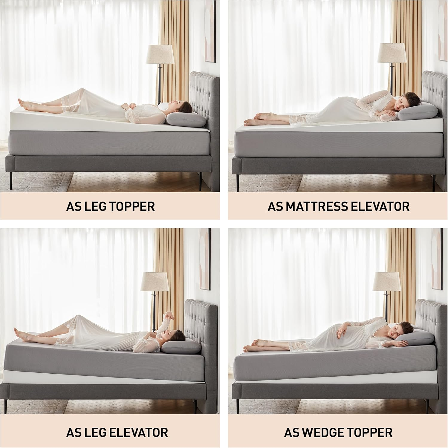 Mattress Wedge Only, 5-Inch Queen Inclined Bed Wedge Mattress Topper for Acid Reflux, GERD, Neck & Back Pain, Snoring, Adjustable Elevator under Mattress Support for Bedroom image number 3