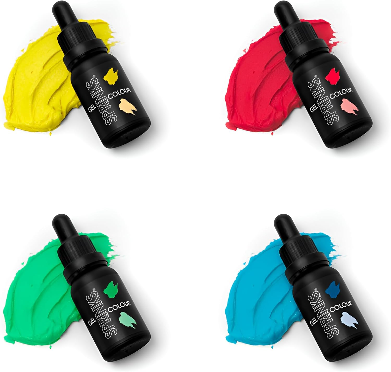 Sprinks Basics Collection Gel Food Colour | 4 Pack | Super Strength Gel Food Colouring for Baking and Cake Decorating | Fondant Gel Colour | Food Colouring Gel | Icing Colouring | Gel Colour for Desserts