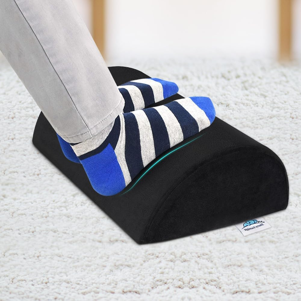 STARRY EUCALYPT Office Foot Stool Rest under Desk for Office Gaming Chairs, Ergonomic Memory Foam Foot Stool Pillow, Foot Cusion Footrests with Non-Slip Base Cover for Back & Hip Pain Relief,Black image number 4