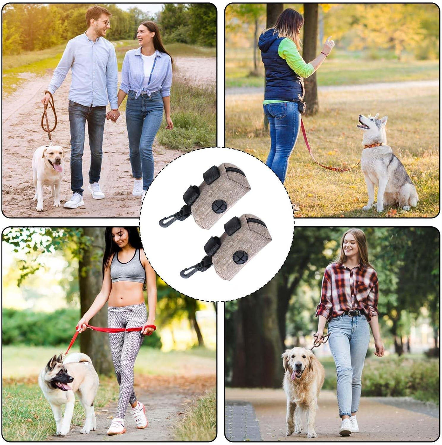 Pack of 2 Waste Bag Dispenser, Dog Waste Bag Dispenser, Grey Dog Waste Bag Holder, Portable Dog Waste Bag Dispenser with Zip, Pet Dog Waste Bag Dispenser, Fits Any Dog Lead for Walking Running image number 4
