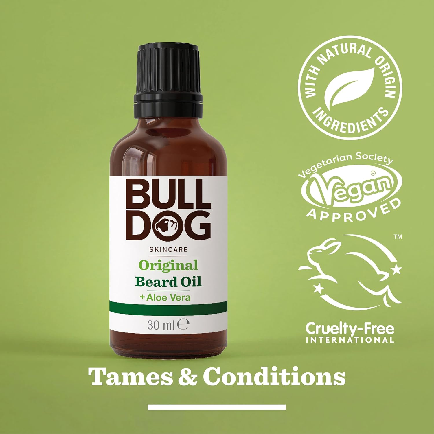 Bulldog Beardcare Original Beard Oil, Fast-Absorbing, Non-Greasy and Softening, Contains Aloe Vera, Camelina Oil and Green Tea, 30Ml (Pack of 2)