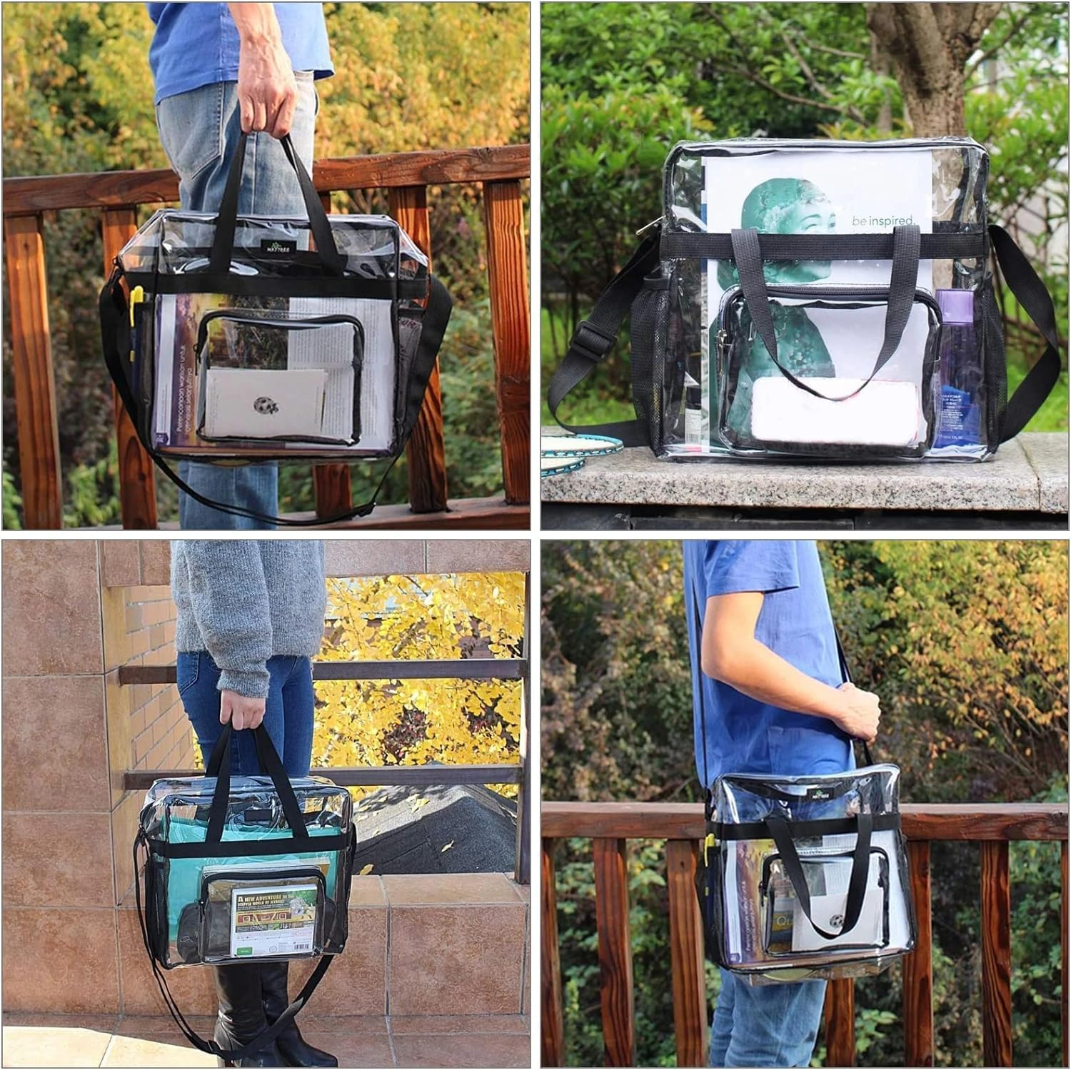 Homiliky Clear Toiletry Bag, PVC Waterproof Transparent Cosmetic Storage Bag Portable Travel Makeup Tote Bag for Women Men Lightweight Tote Shoulder Bag with Handles for Beach Stadium Sports image number 2