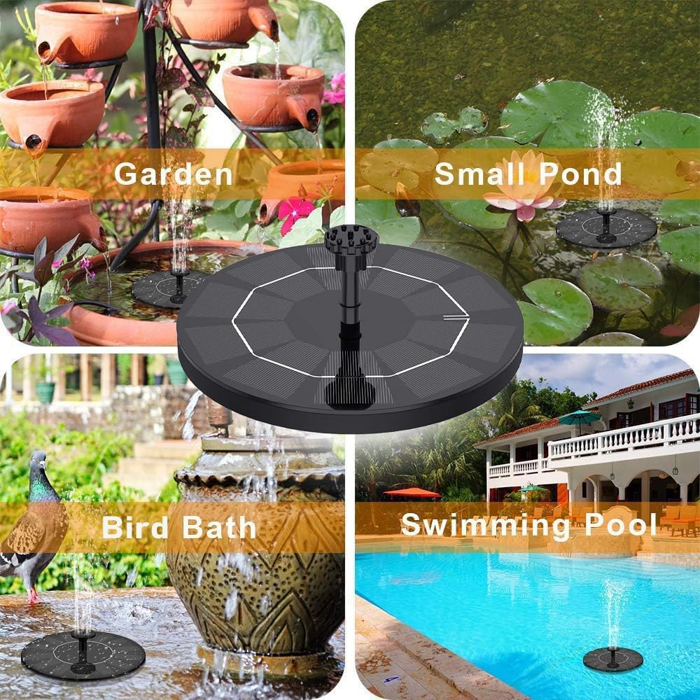 Solar Fountain Pump for Outdoor, Solar Bird Bath Fountain Upgraded Solar Fountain Water Pump with 6 Nozzles Floating Solar Fountain for Garden, Pond, Patio, Pool, Aquarium, Fish Tank image number 2