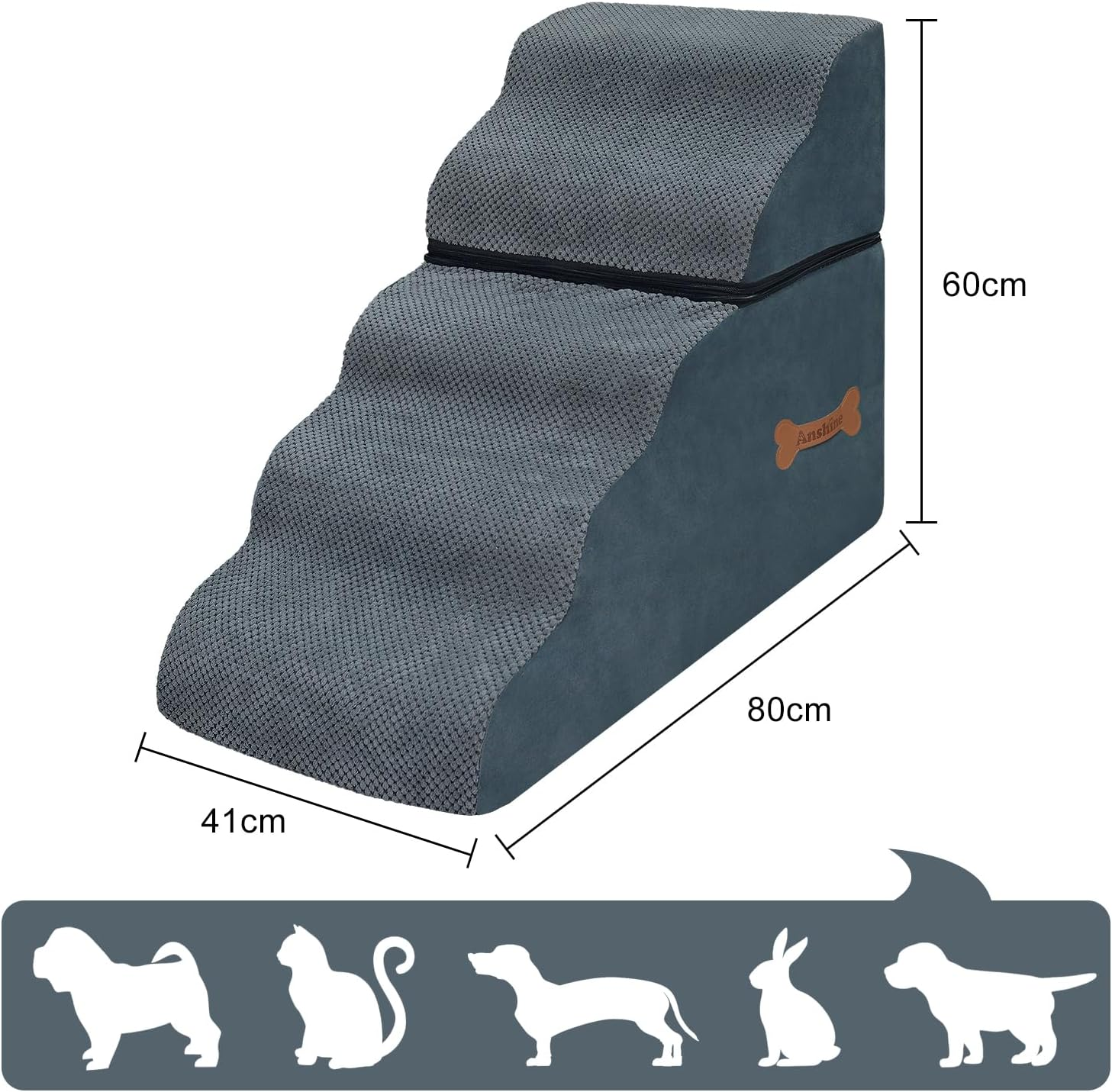 Anshine Dog Stairs, 5 Tiers for Bed, Car, Couch &ndash; Non-Slip Pet Ramp for Small & Large Dogs, Dog Steps for High Beds & Outdoor Steps Portable Pet Ramp for Safe Access image number 3