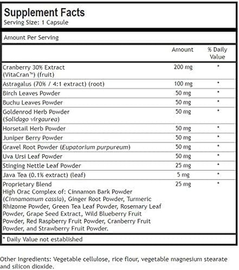 Botanica Kidney Support: Blend of Cranberry Fruit Extract Stinging Nettle Leaf Seed Gravel Root Astragalus Root Rosemary Leaf Horsetail Herb - Urinary Tract Health Vital Detox Cleanse Formula Bladder image number 5