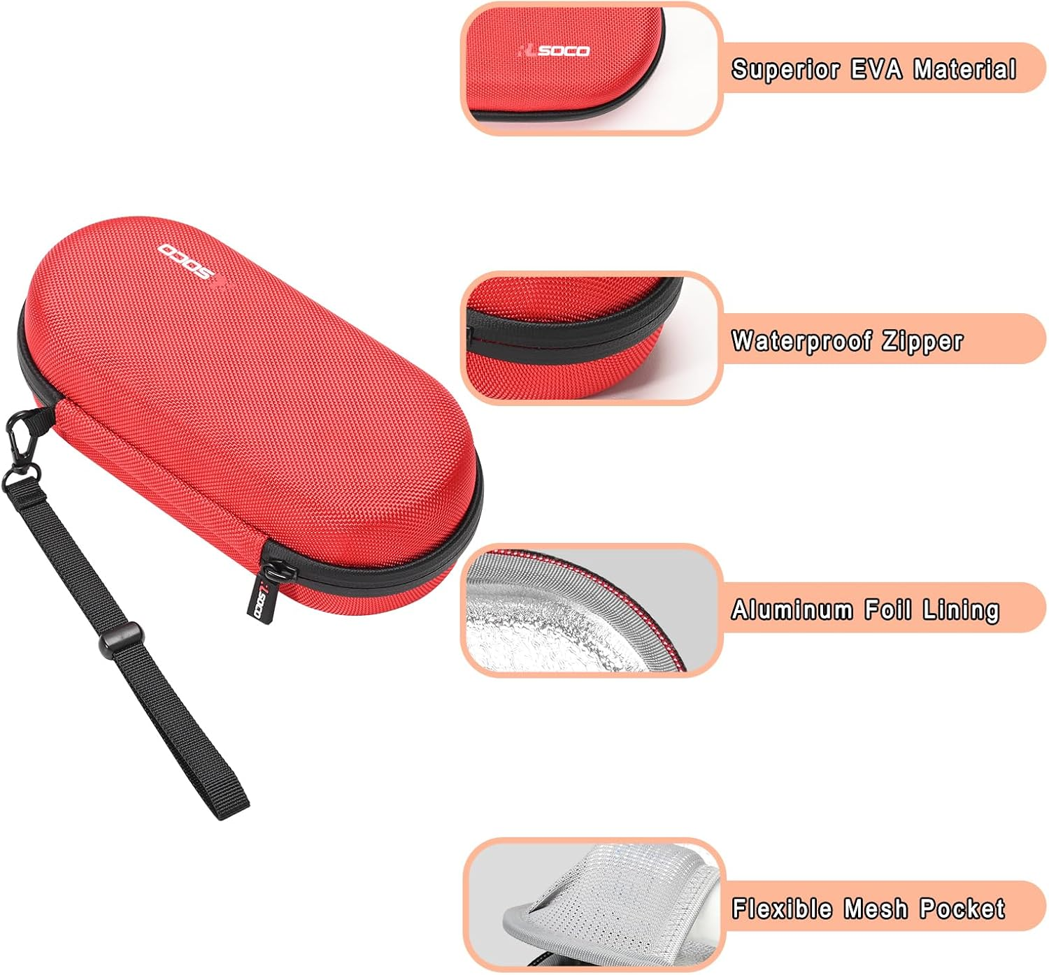 RLSOCO Carrying Case for Epipen Fits Asthma Inhaler/Allergy Meds/Diabetic Supplies/Auvi-Q/Insulin Pen/Anapen Portable Travel Organizer - Red (Case Only) image number 1