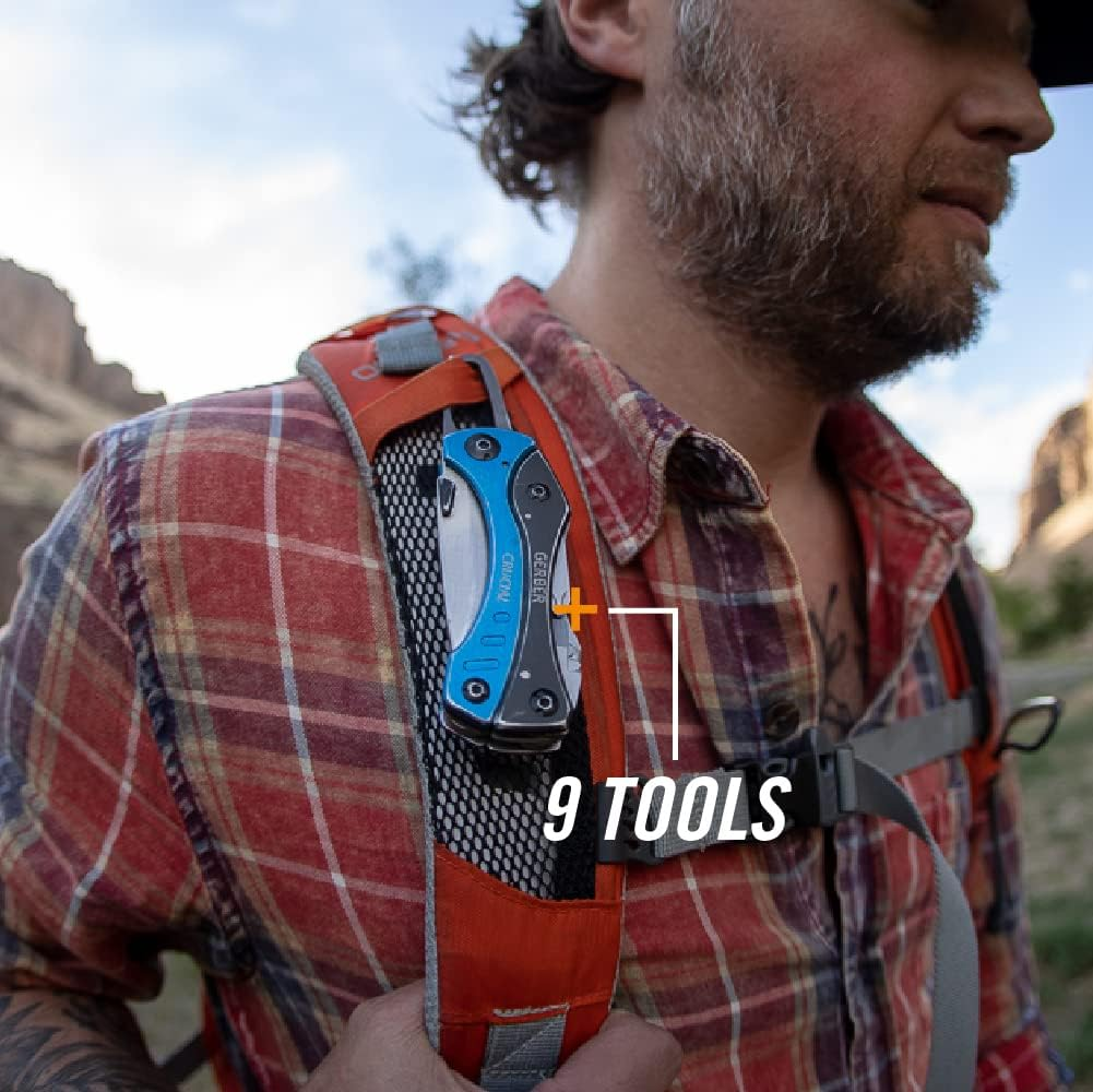 Gerber Gear Crucial Multitool EDC Pocket Knife with Needle Nose Pliers and Clip, Blue image number 2