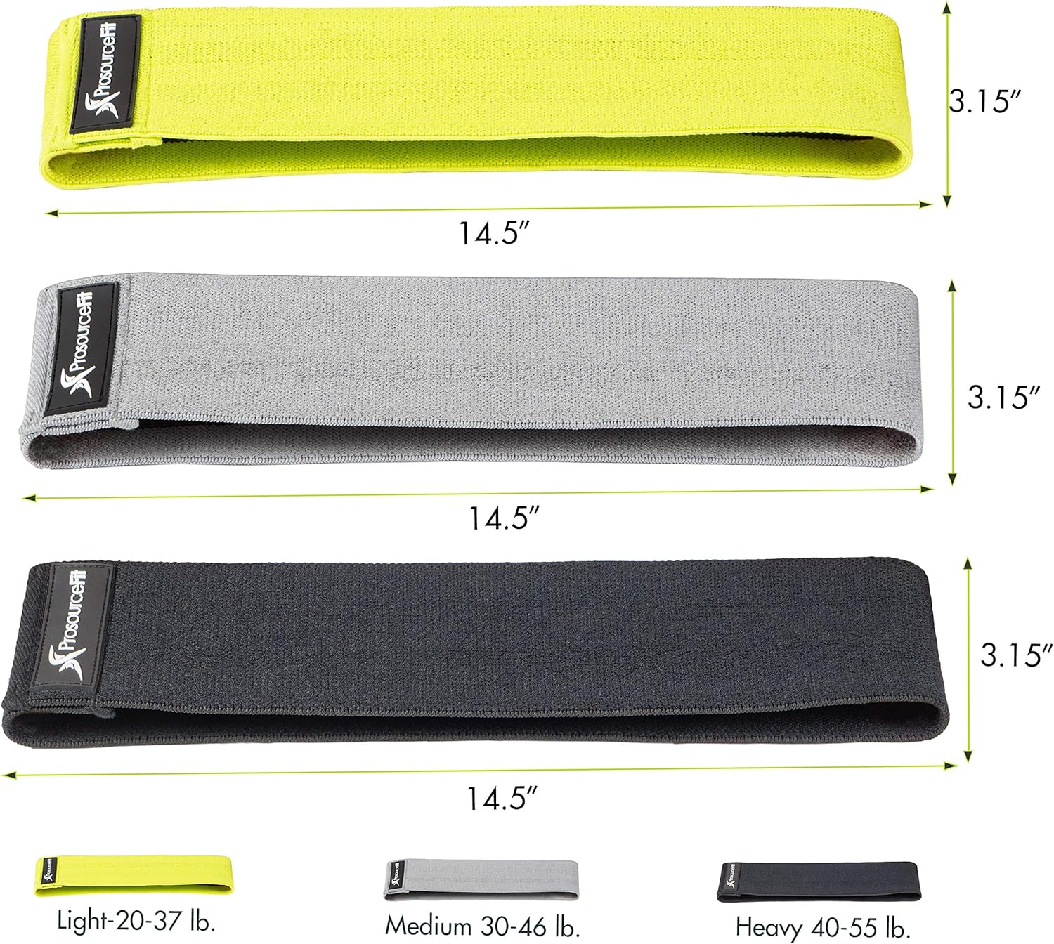 Prosourcefit Fabric Loop Resistance Bands Set with Anti-Slip Grip, Mini Workout Bands for Fitness Training to Tone Legs, Glutes and Booty image number 3