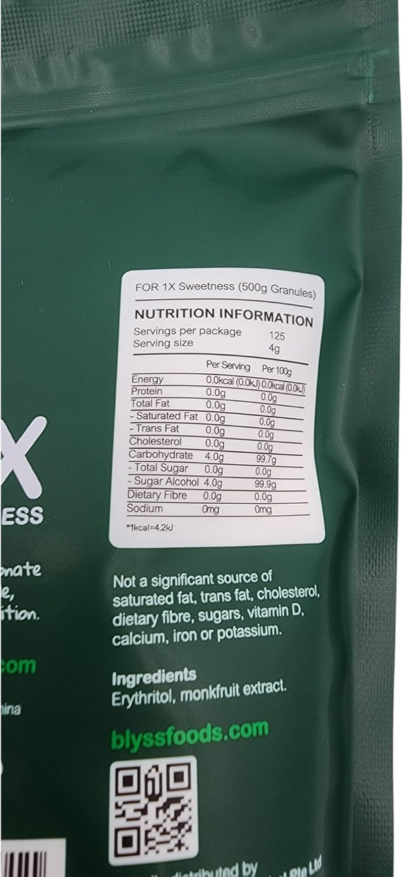 Blyss Natural Zero-Gi Monk Fruit Sweetener - 500G Granular, Keto & Diabetic Friendly, Sugar Substitute, Erythritol Blend, Vegan, Low Carb, Zero Aftertaste image number 3