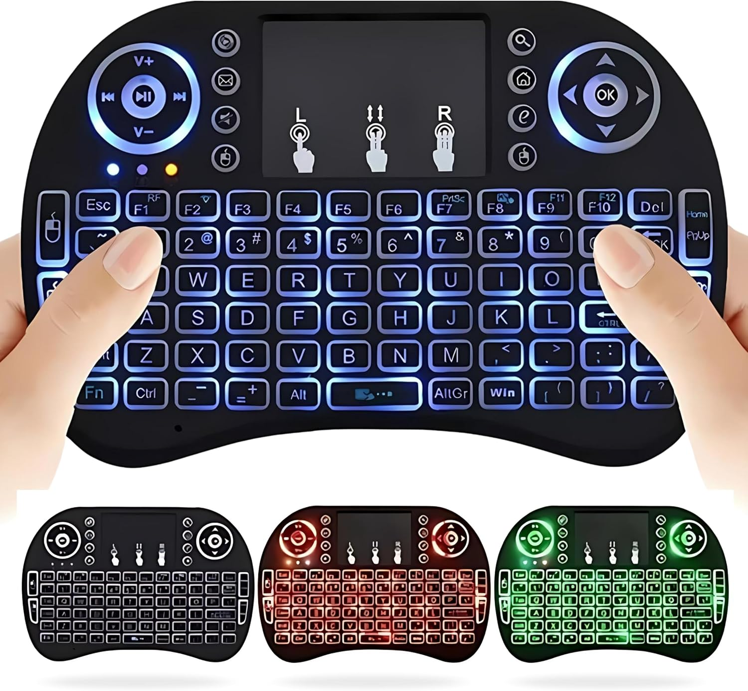 Mini Keyboard Remote Control Touchpad Mouse Combo Controller with RGB Backlit for Android TV Box Smart TV with OS+USB PC Computer Laptop Window OS HTPC Home Theater PC + USB 2.4Ghz Dongle 1Pack image number 2