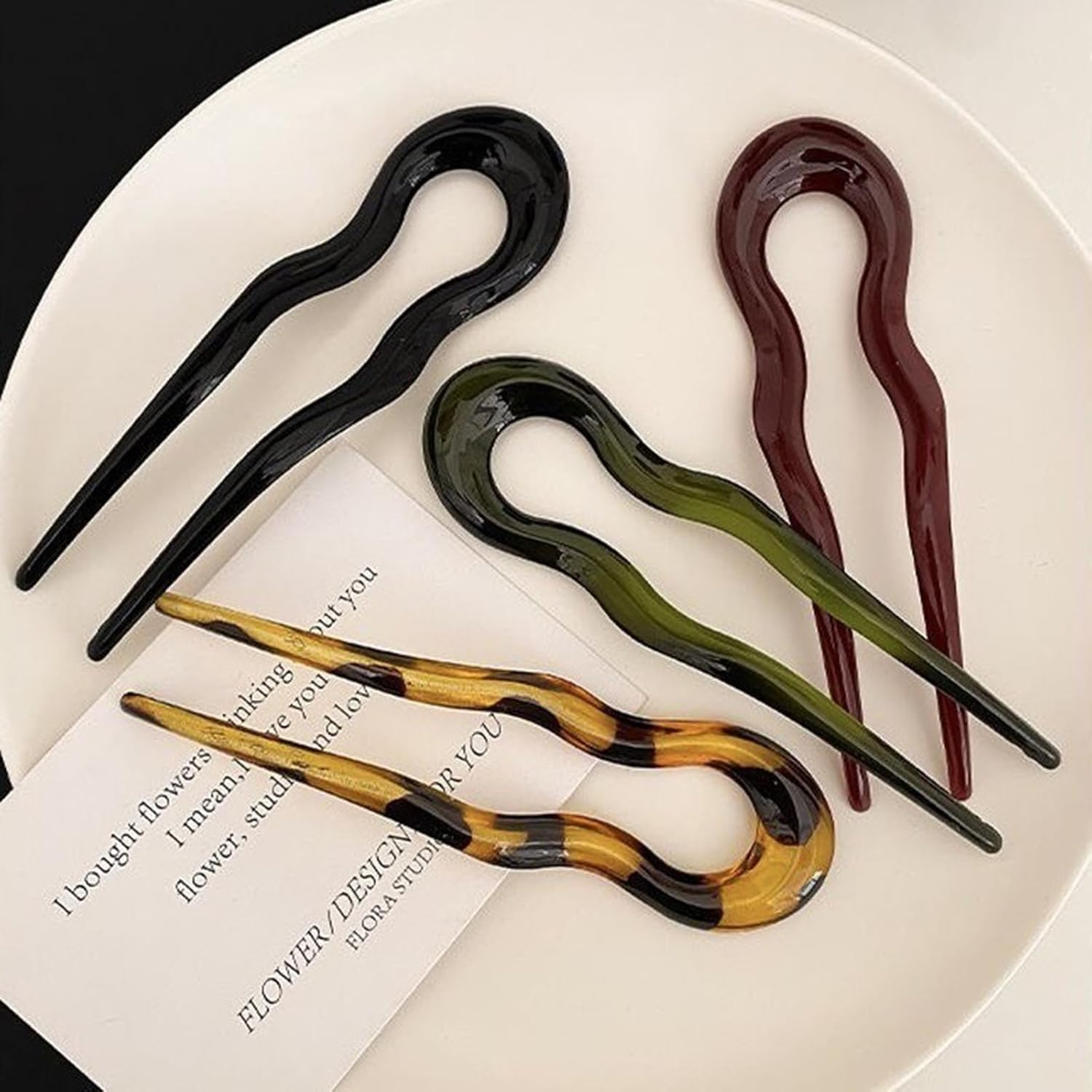 Pack of 12 U-Shaped Hair Pins, Hairstyle Chignon Pins, Vintage Hairpin Fork French, French Twist French Pin, Hairpin Stick French Style, French Hair Clips in Tortoiseshell image number 4