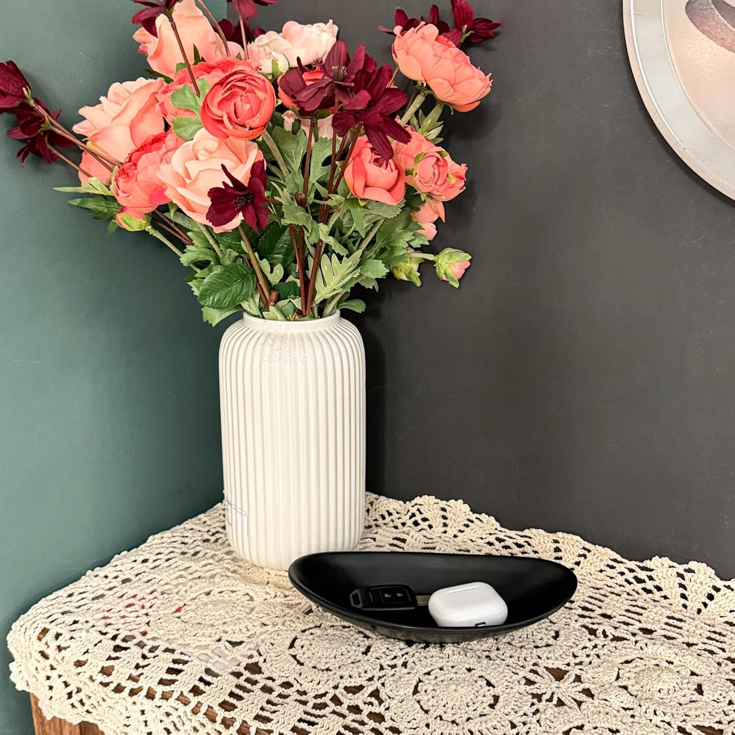 Feyarl Ring Dish Black Key Dish for Hallways Small Jewelry Tray Entryway Key Bowl Decorative Trinket Dish for Home Dresser Bathroom (Oval) image number 2