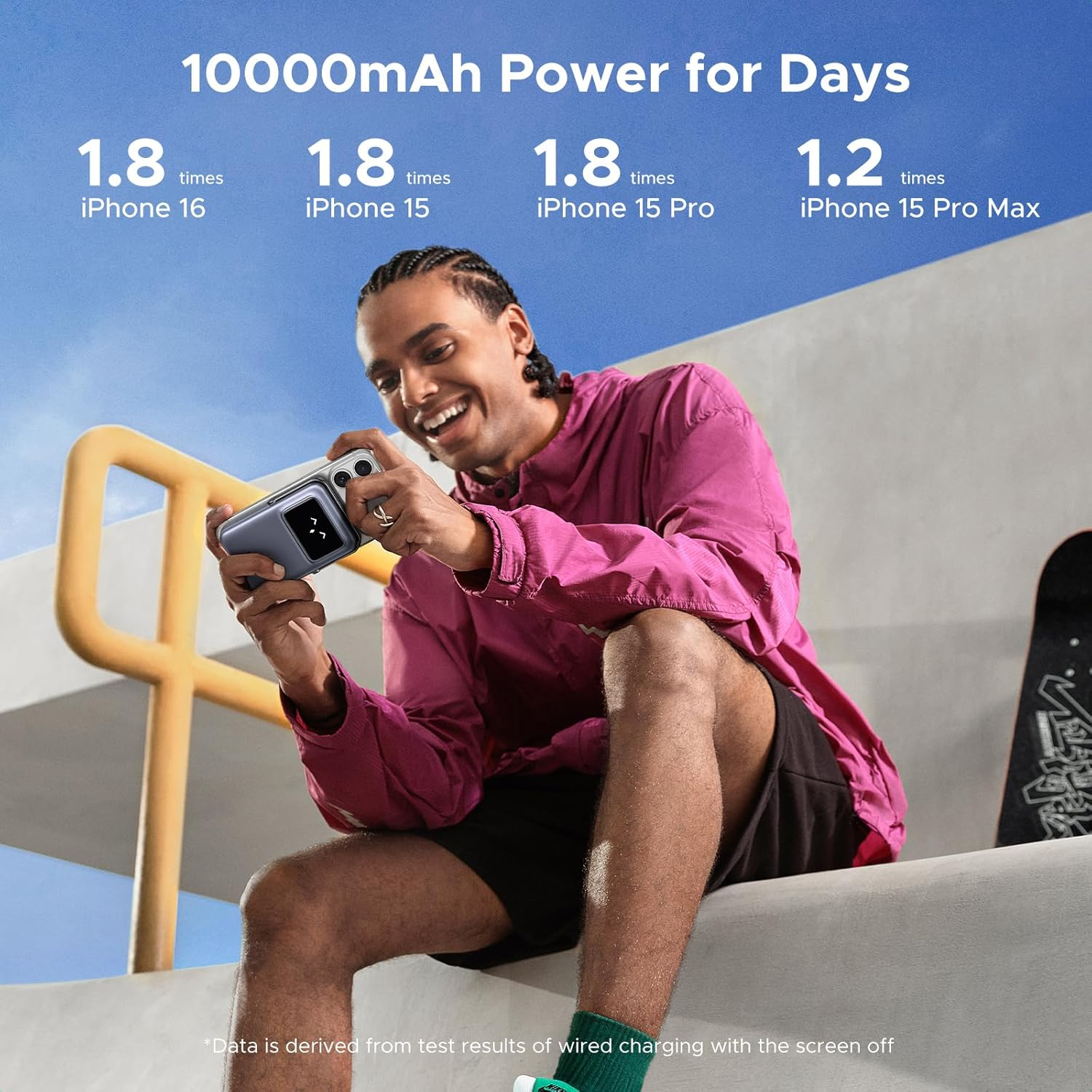 UGREEN Uno Magsafe Power Bank 10000Mah Magnetic Battery Pack 20W Fast Charging Portable Charger with Foldable Stand Emoji TFT Display Powerbank for Iphone 17 Pro Max/16 Pro/15/14/13/12 Series, Black image number 2