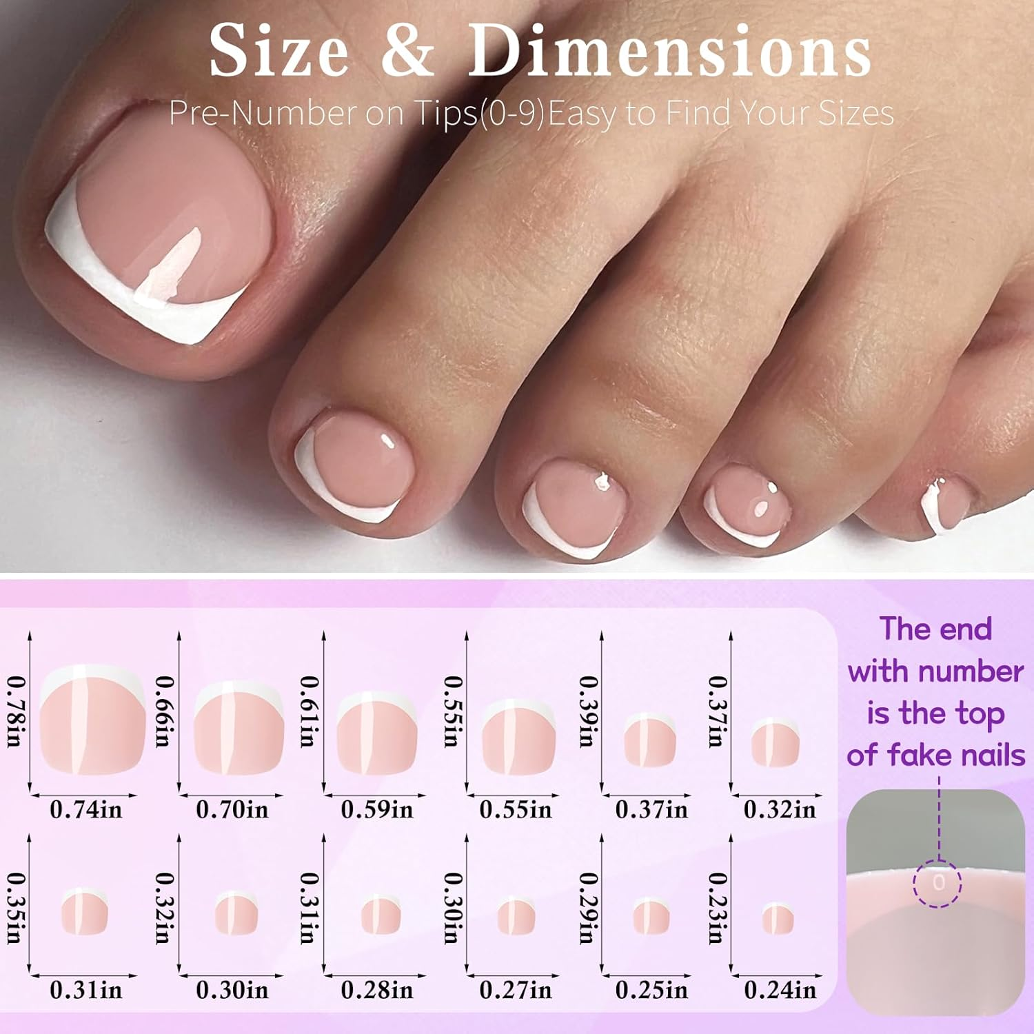 Lifextol 240Pc Press on Toenails for Women Toe Press on Nails French Tip Toe Nail Press Ons with Adhesive Tabs, Glue on False Nail Tips Toe Acrylic False Nails Press Ons Pos image number 5