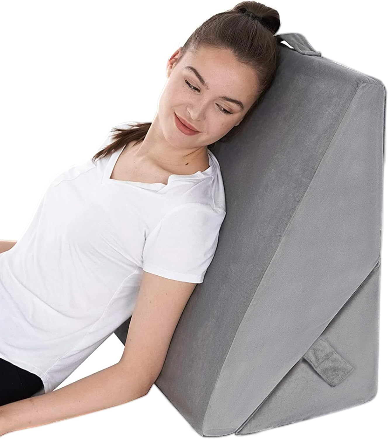 Memory Foam Bed Wedge Leg Elevating Pillow, Leg Pillows for Sleeping, Wedge Pillow to Solve Back Leg Joint Pain,Snoring,Recovery and Reading - Breathable and Washable Cover