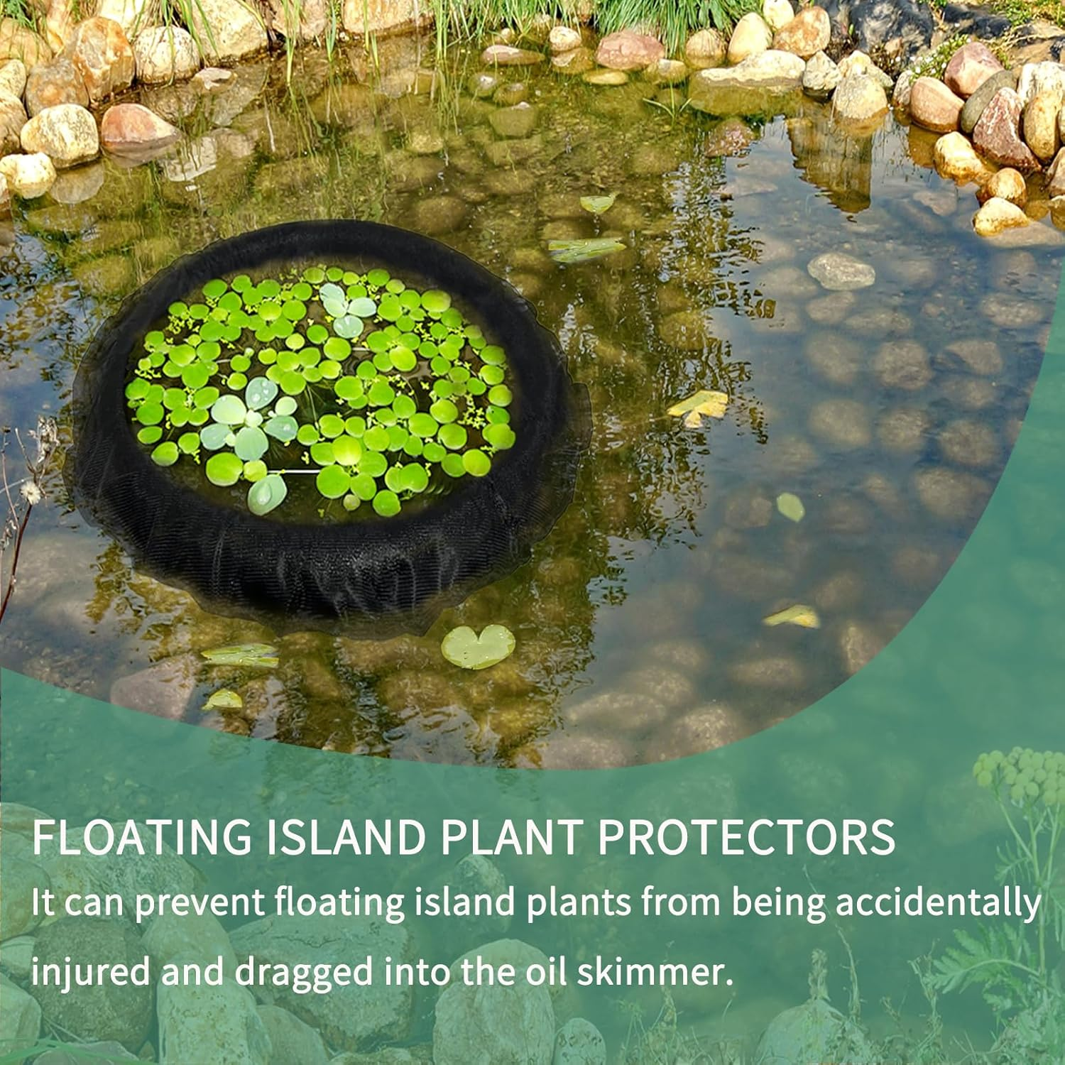 Floating Island Plant Protectors, Floating Plant Support Rings, and Fish Barriers Are Used to Protect Floating Island Plants in Ponds and Garden Water Features from Being Harmed by Koi (2, Black)