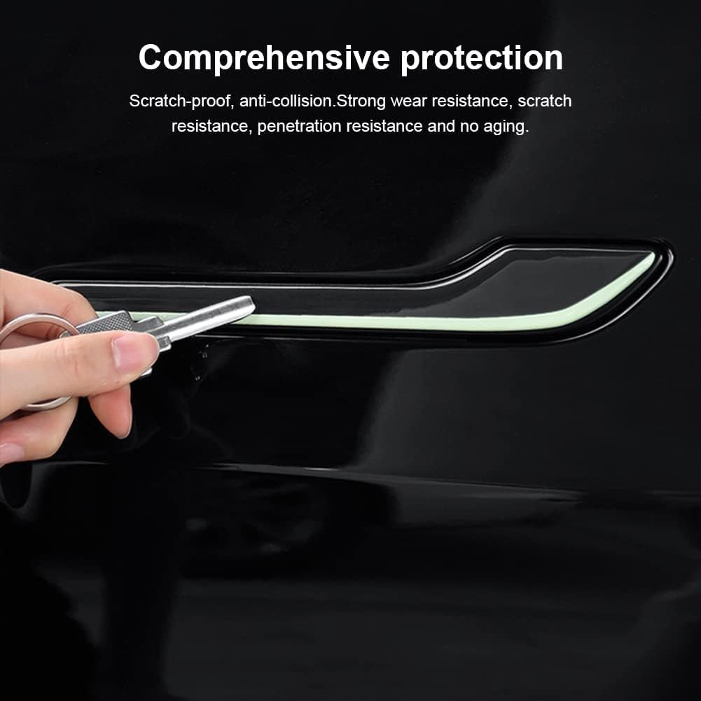 4PCS Car Door Handle Protector Stickers Anti-Scratch Car Door Handle Cover Guard Door Handle Wrap Kit for Tesla Model 3 Model Y 2019-2022 (Luminous) image number 2