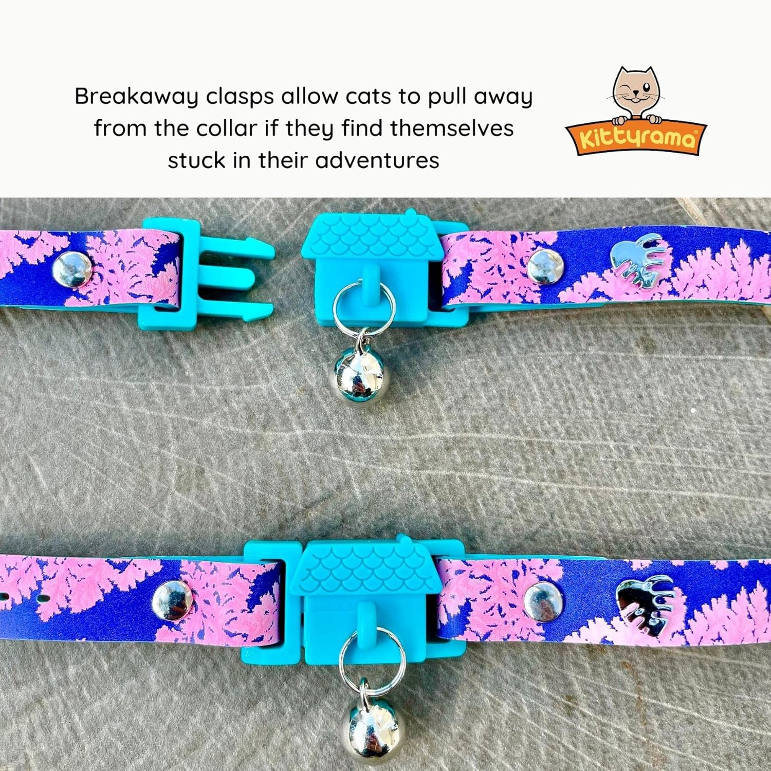 Kittyrama Botanicals Fern Cat Collar. Award Winning. Hypoallergenic, Quick Release Breakaway, Comfy & Soft. Vet Approved. Other Styles Available image number 2