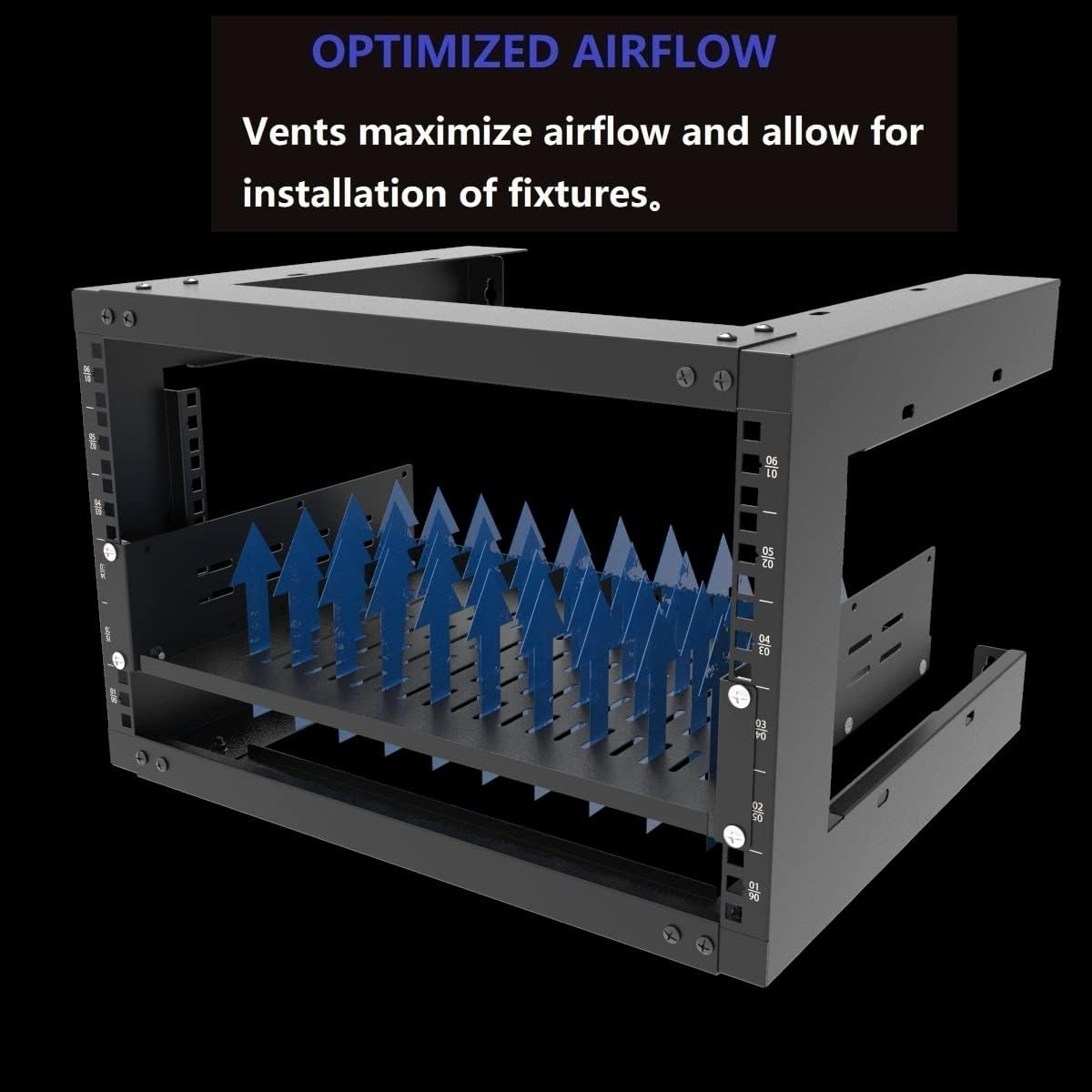 Jingchengmei 2U 19-Inch Universal Vented Rack Mount Cantilever Server Rack Shelf-12 Inch Deep-Disassembled Black (2U12Ind) image number 5