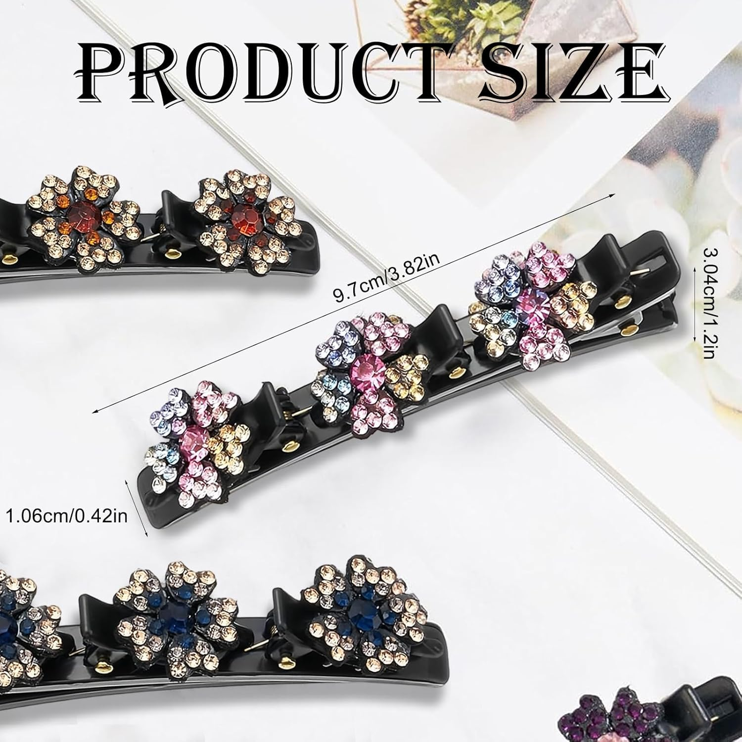 HSUYUN Pack of 4 Sparkling Double Layer Hair Clips, Women'S Stylish Hair Clips, Flower Hair Clips, Double Layer Structure Hair Clip, Suitable for Daily Classes, Work and Dance Performances image number 4