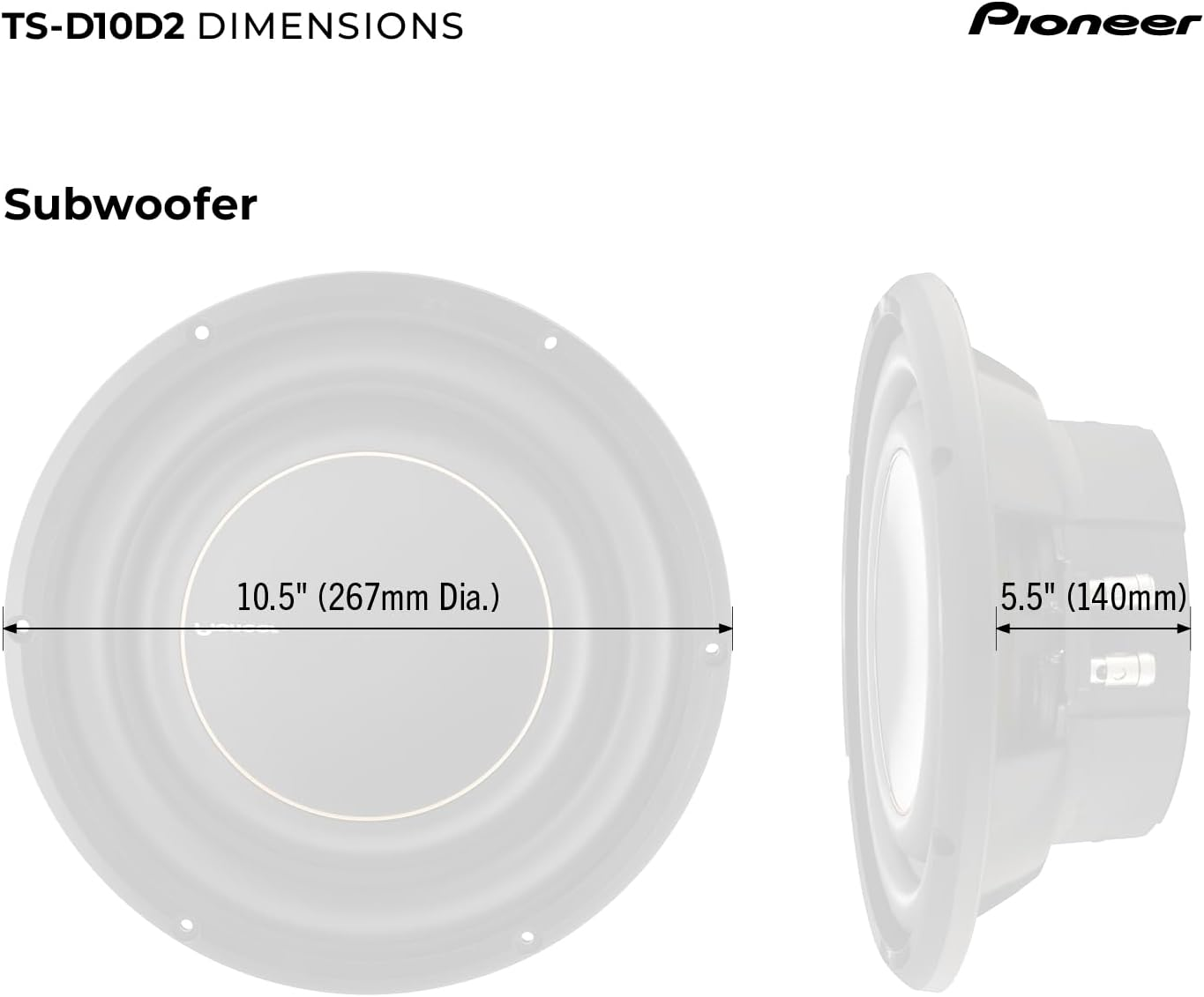Pioneer TS-D10D2 10" D-Series Component Car Subwoofer, 2&Omega; Stable image number 6