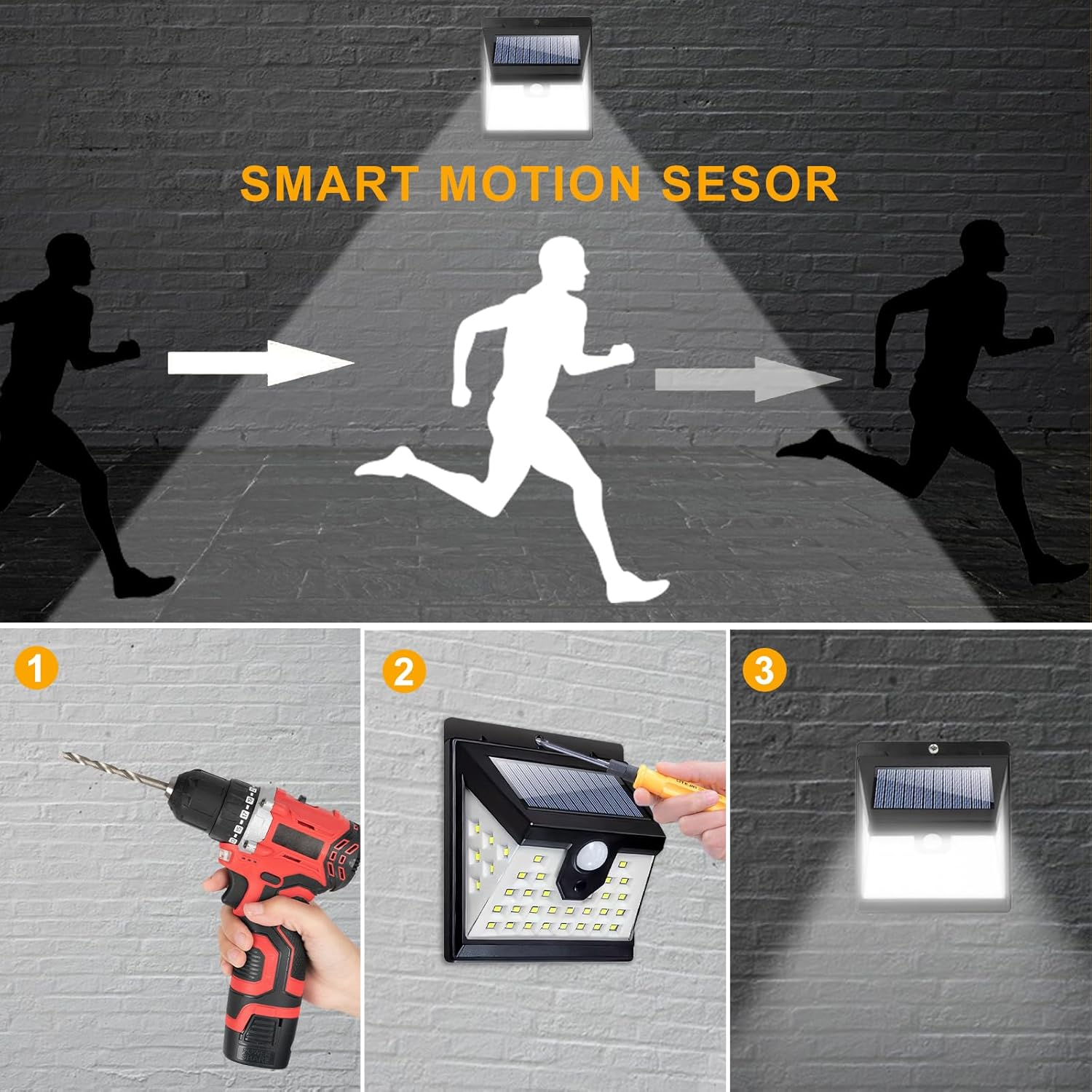 Solar Lights Outdoor Motion Sensor Lights 3 Modes, Solar Powered Security Lights, Solar Security Lights Wireless Waterproof with 180 Degree Wide Angle Waterproof for Deck Garage Animal (12 Pack) image number 1