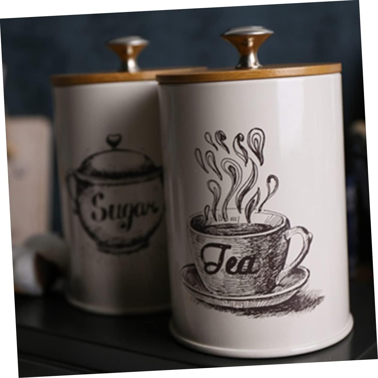 LABRIMP 3Pcs Vintage Kitchen Storage Jars Airtight Coffee Tea and Sugar Canisters with Lids Decorative Dry Food Containers for Home Organization image number 2