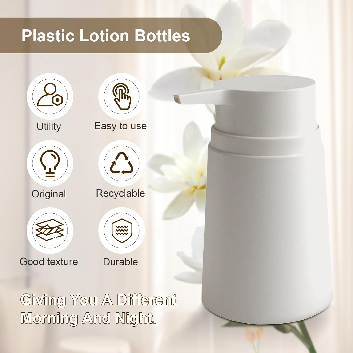 Topsky Soap Dispenser with Plastic Pump, 320Ml Liquid Hand Soap Dispenser, Rustproof Pump for Kitchen & Bathroom, Great for Lotions, Essential Oil, Liquid Soaps, 2 Pack (White) image number 4