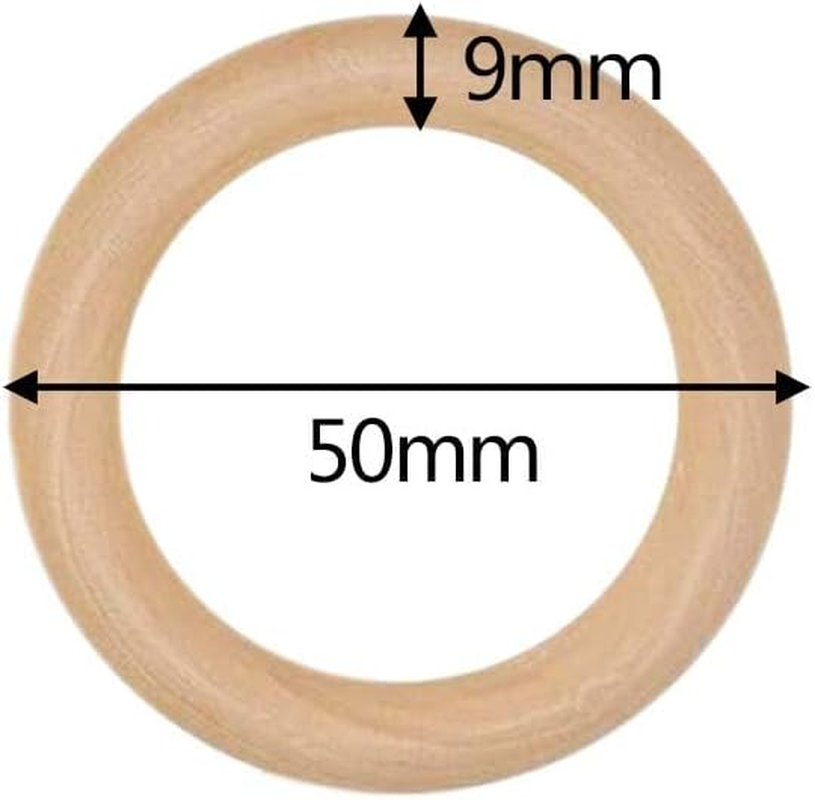 Natural Wooden Rings, 30 Pcs Macrame Rings, 50Mm/2Inch Loops for Crafts Jewelry Making DIY Project image number 3