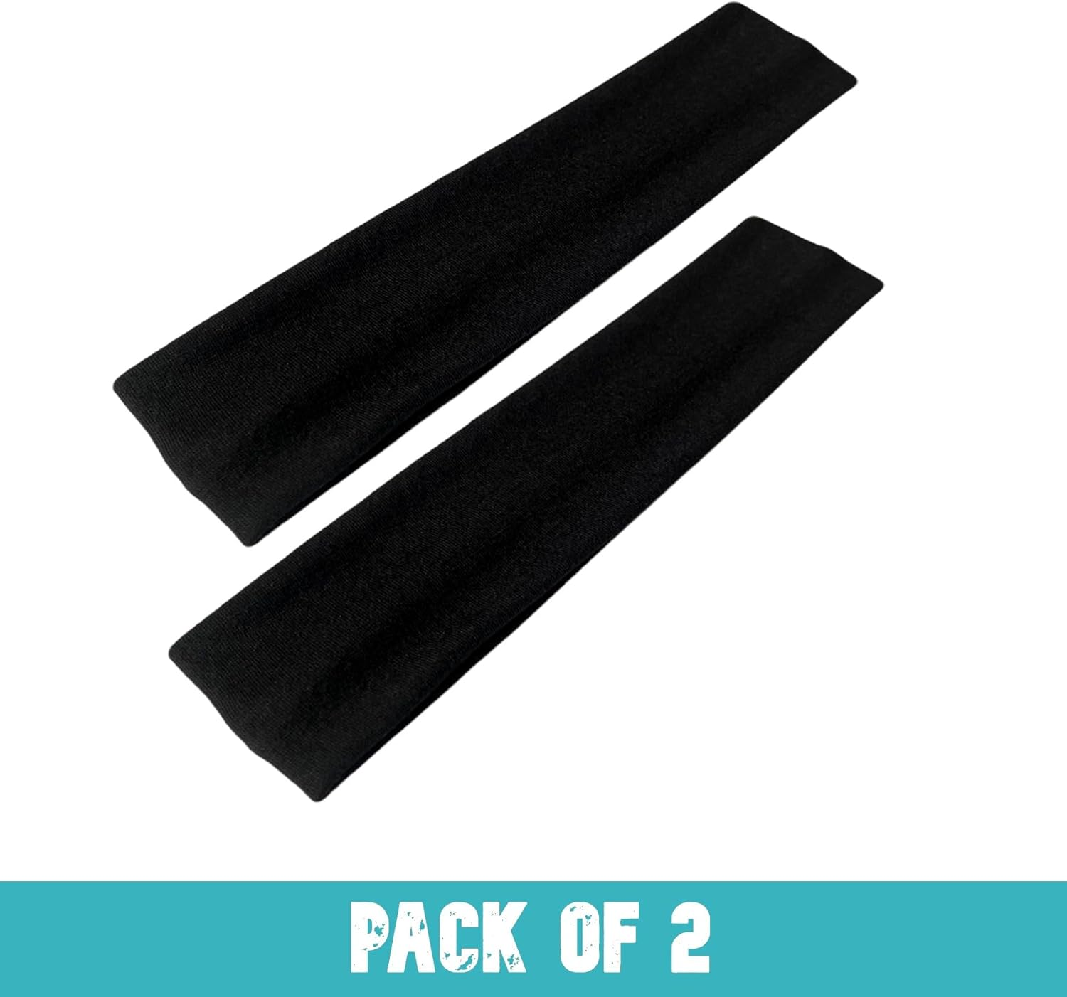 WESTEND CHOICE 5Cm Wide Headbands 2 Pack Plain Stretchy Kylie Head Band Bandeau Unisex Headbands for Women & Men Soft Hair Band Gym Exercise Yoga Headband (Black) image number 4