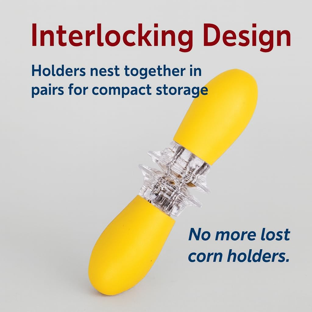 HIC Corn Dishes, Glass Corn Picks, Set of 8 Yellow image number 6