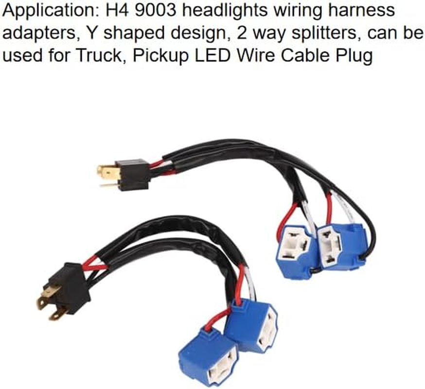 Grcfumo 2Pcs H4 9003 Wire Harness, Nylon and PVC 2 Way Splitter Headlight Wires, Plug and Play Headlight Conversion Cable Wire for Truck Pickup LED Wire Cable Plug image number 5