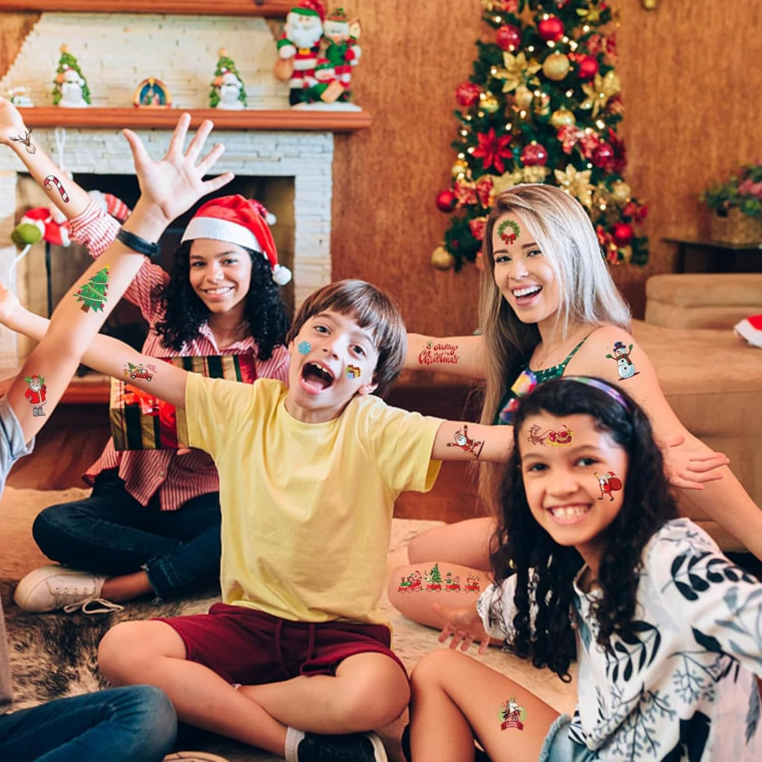 Itadaku 10 Sheets Christmas Temporary Tattoos, Colorful Tattoo Stickers, Fun Festival & Birthday Party Gifts image number 6