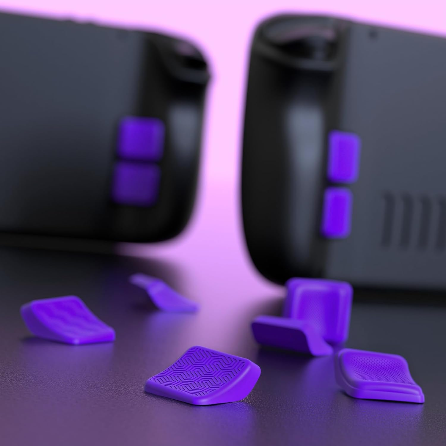 Playvital Mix Version Back Button Enhancement Set for Steam Deck LCD, Grip Improvement Button Protection Kit for Steam Deck OLED - Streamlined & Studded Design - Purple - Blue image number 5