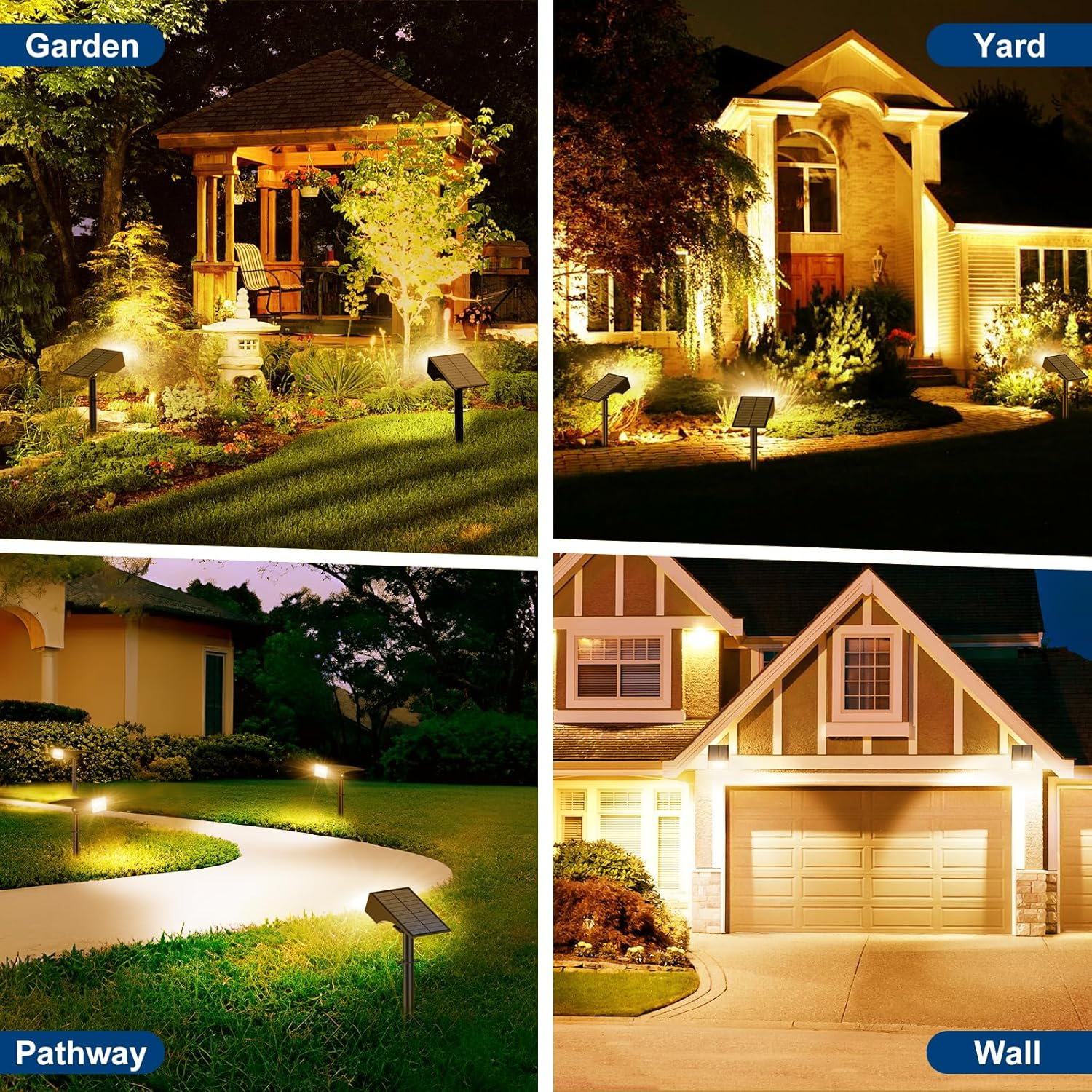 WENATY Solar Lights for Outdoors, 56 LED Solar Spotlights for Outdoor Garden 3000 K Warm White LED Solar Spotlight, 4 Brightness Modes, Solar Garden Lights, IP65 Waterproof Solar Lights for Pathway, image number 5