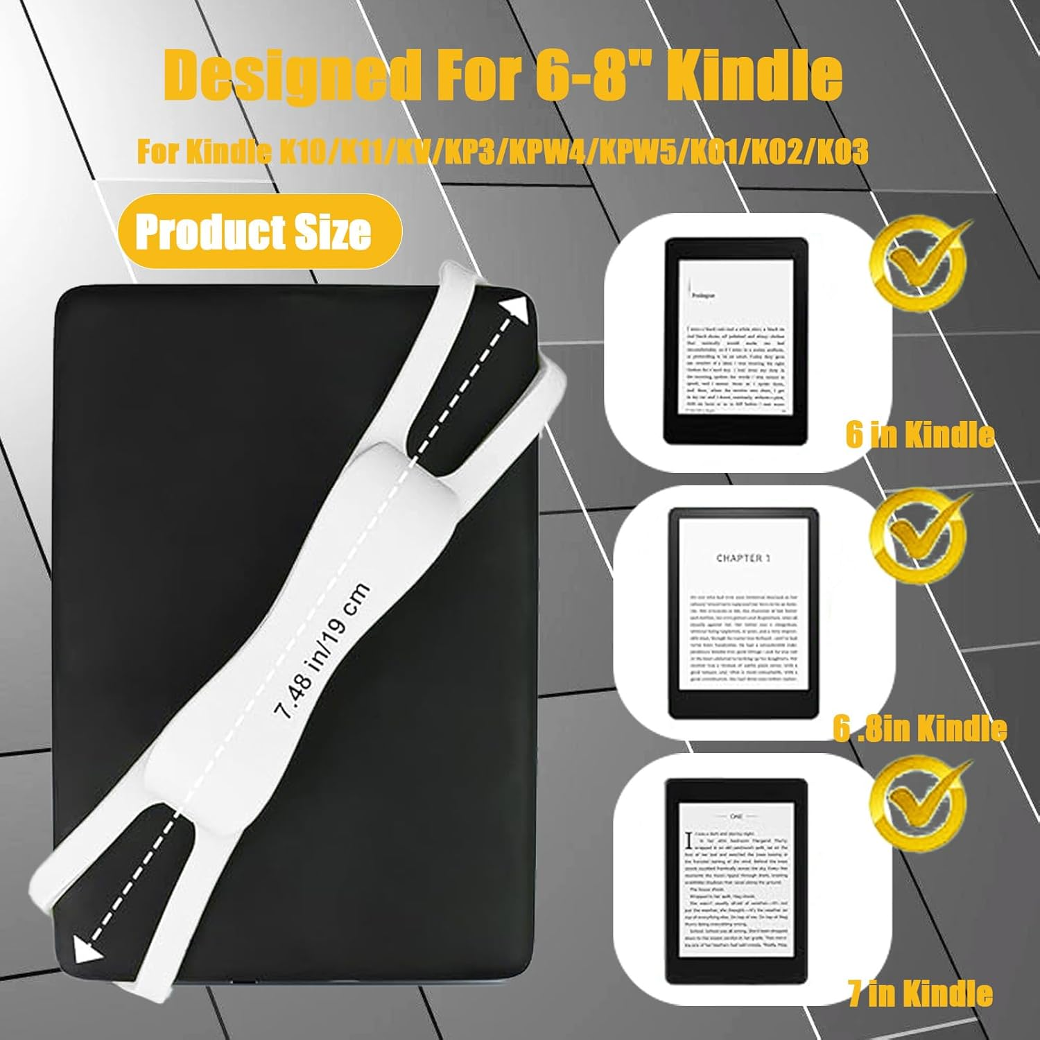 Zakora Ergonomic Hand Strap for Kindle & Tablets (4.7-8") - Universal Finger Grip Holder for Paperwhite/Oasis/Kobo/Phone - Reading Comfort for Bed/Commute/Travel (Pink) image number 6