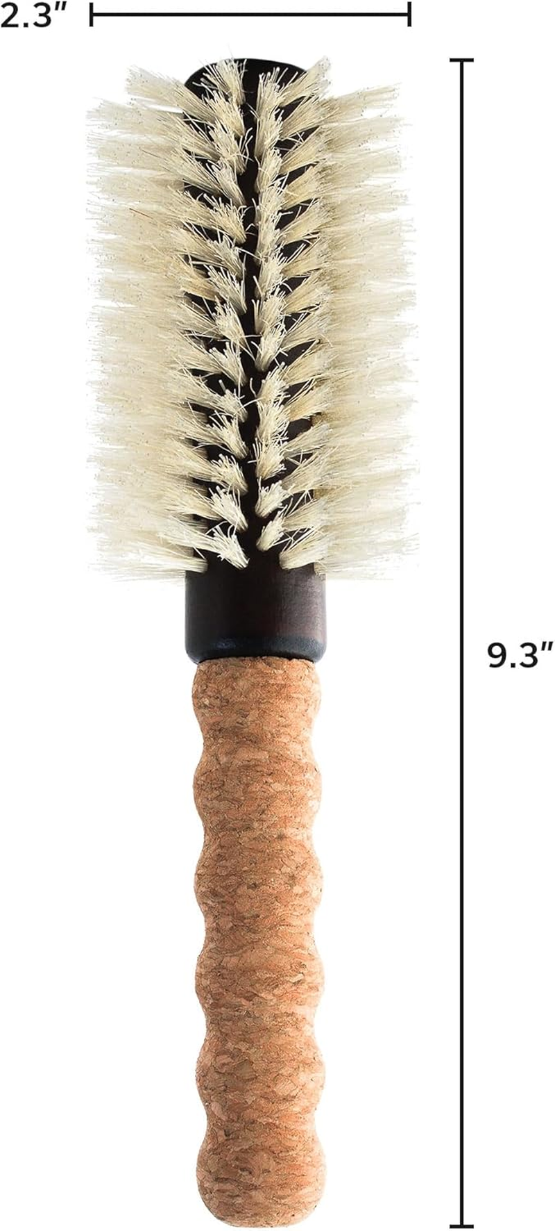 Nylon Boar Bristle Hair Brush - round Blowout Brush, Medium 2.3" Barrel, anti Static, Cork Comfort Grip Handle