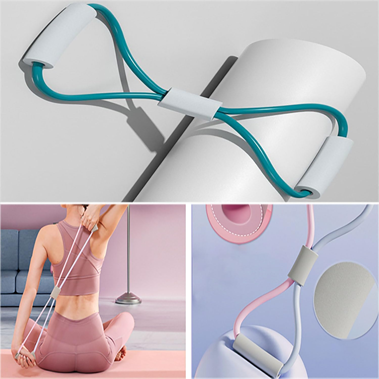 Yqkangzhu 3Pcs Figure 8 Resistance Bands, 8 Shaped Yoga Resistance Band, Stretch Fitness Band, Elastic Exercise Bands for Chest Arm Back Shoulder, Expander Equipment for Home Gym Workout, Pilates image number 6