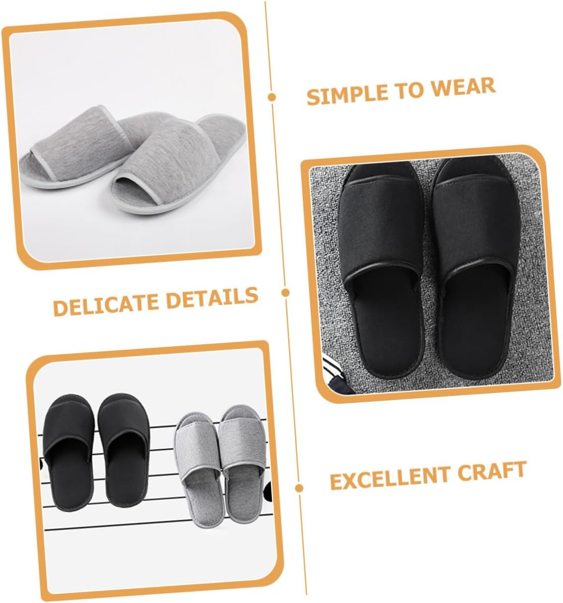 WOFASHPURET 2 Pairs Portable Foldable Travel Slippers Lightweight Disposable Spa Guest Slippers for Bedroom Hotel Salon Use Comfortable Fabric Unisex Design image number 2