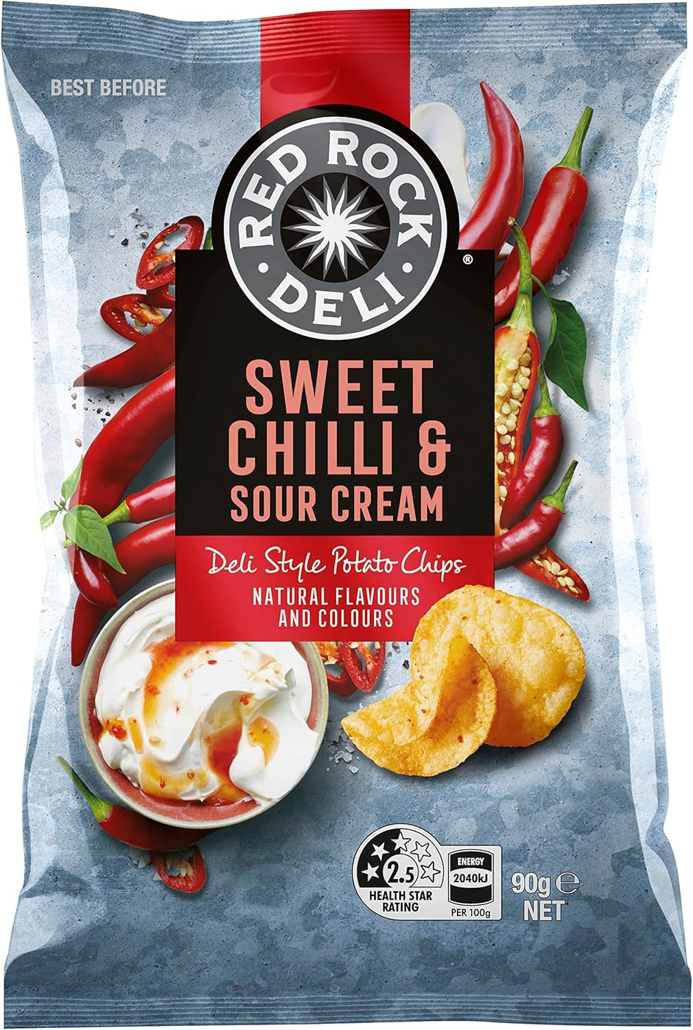 Red Rock Deli Sweet Chilli Sour Cream Potato Chip 90 G image number 1