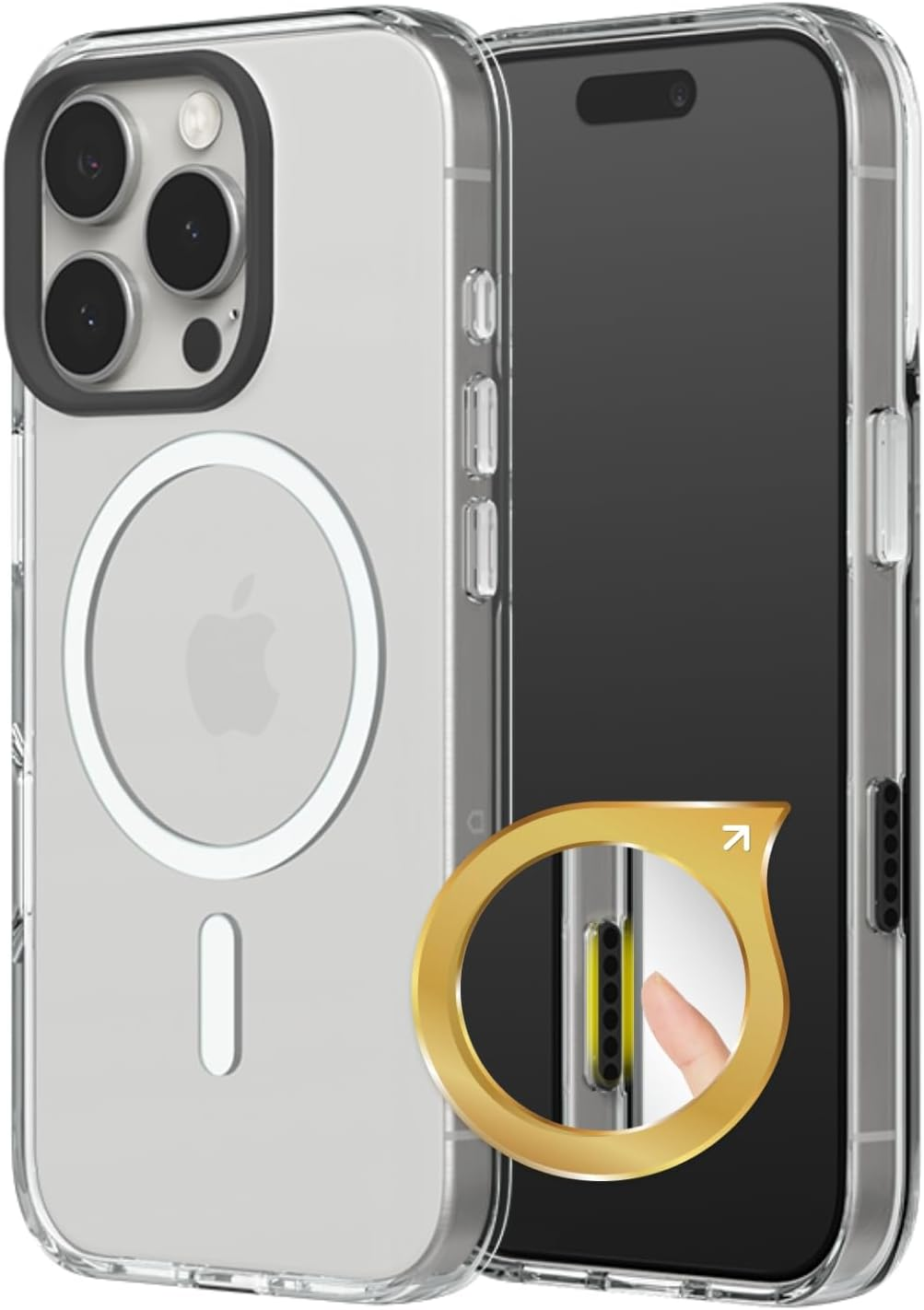 Rhinoshield Clear Case with Camera Control Capture Button Compatible with Magsafe for Iphone 16 | Superior Magnetic, Advanced Yellowing Resistance, Protective Phone Case - Black Camera Ring image number 1