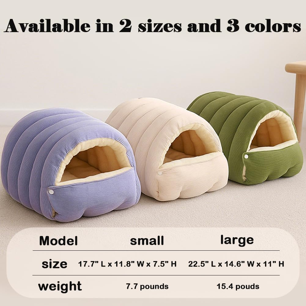 Removable and Washable Winter Closed-Off Cat Bed, Warm Cat Bed for Winter, Cotton Soft Pet Nest for Cats, Warm Cave Nest Sleeping Puppy for Cats & Small Dogs (Green, Large) image number 3
