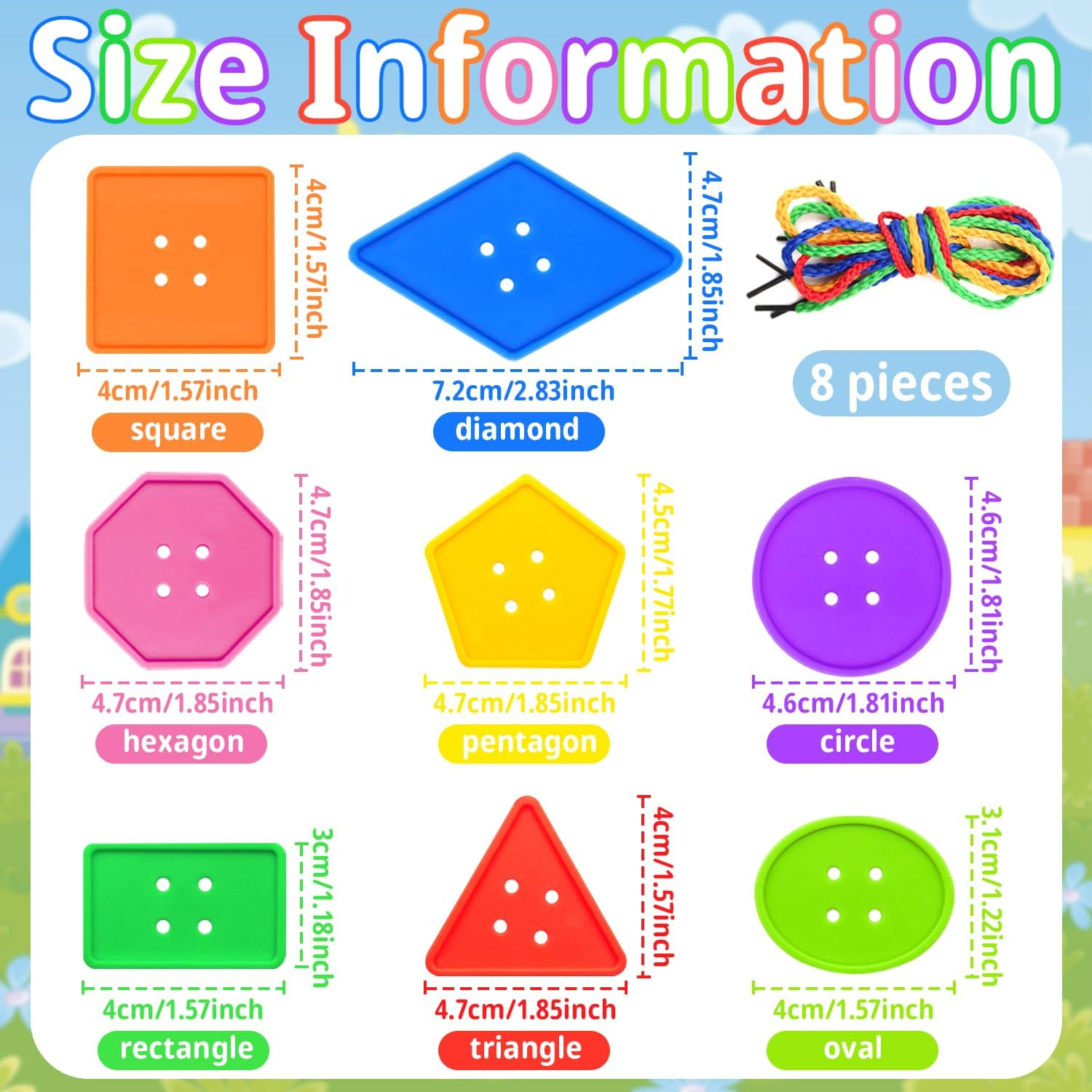 Cinvo 160 Pieces Big Bright Buttons 8 Geometric Shapes Jumbo Sewing Buttons for Crochet Knitting Teaching Shapes, Colors and Motor Skills Arts and Crafts Projects(7 Random Colors) image number 4