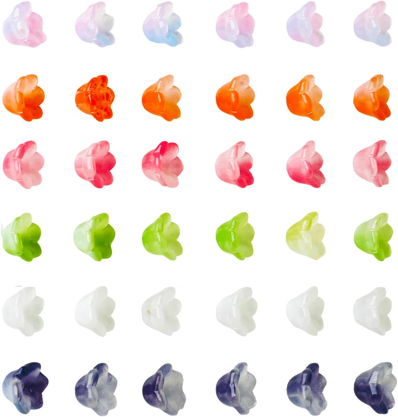 200PCS Glass Flower Beads Czech Glass Beads for Jewelry Making Colorful Cute Bead for Bracelets Making Necklaces Earrings DIY Jewelry Making image number 6