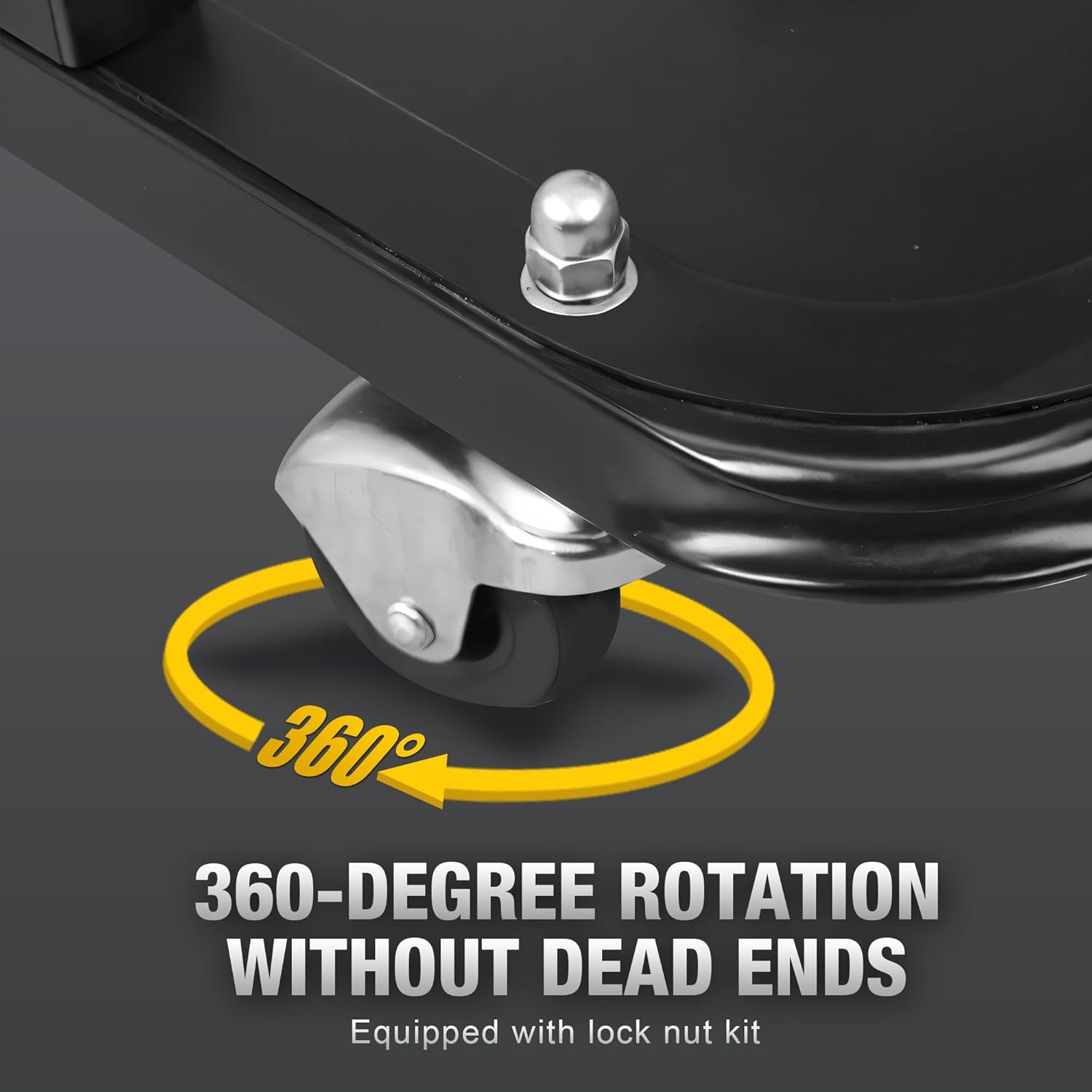 Torin TR6100W Blackjack Rolling Creeper Garage/Shop Seat: Padded Mechanic Stool with Tool Tray Storage, Black image number 6