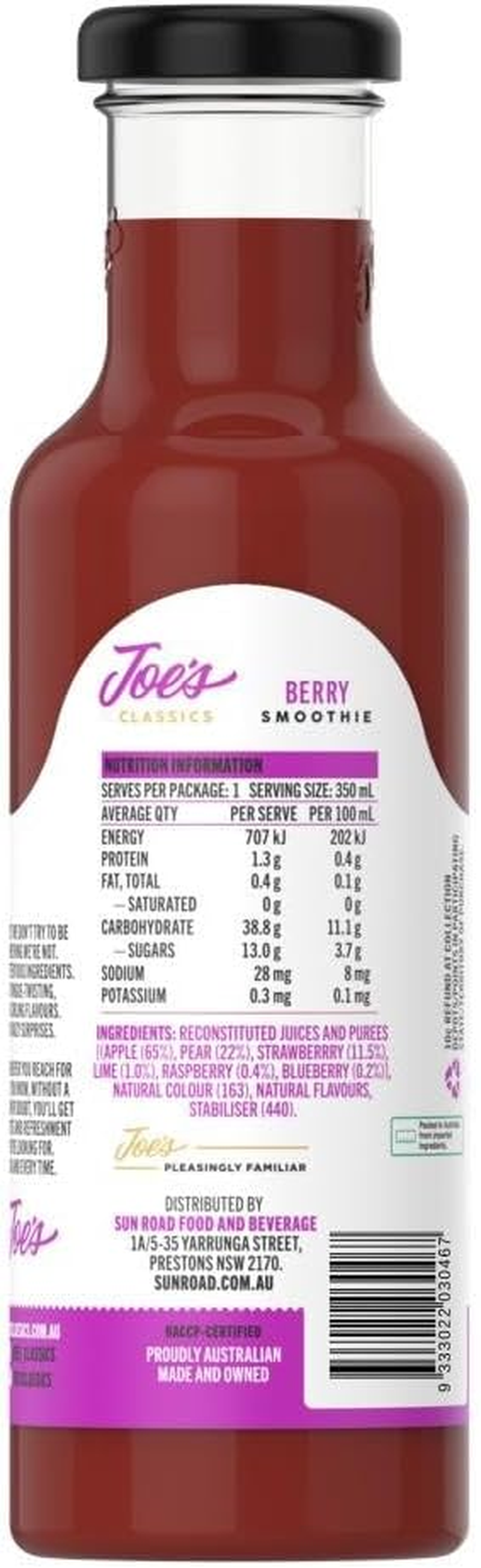 Joe'S Classics, 12 X 350 Ml, Berry Smoothie image number 2