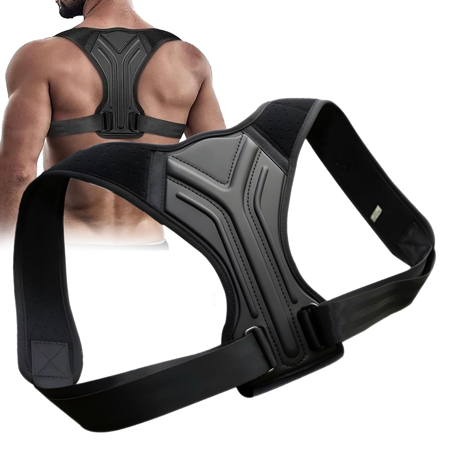Vervex - Posture Corrector for Men and Women,Back Brace,Breathable, Adjustable, Back Corrector, Scoliosis and Hunchback Correction, Back Pain, Spine Corrector, Posture Trainer(Black) image number 2