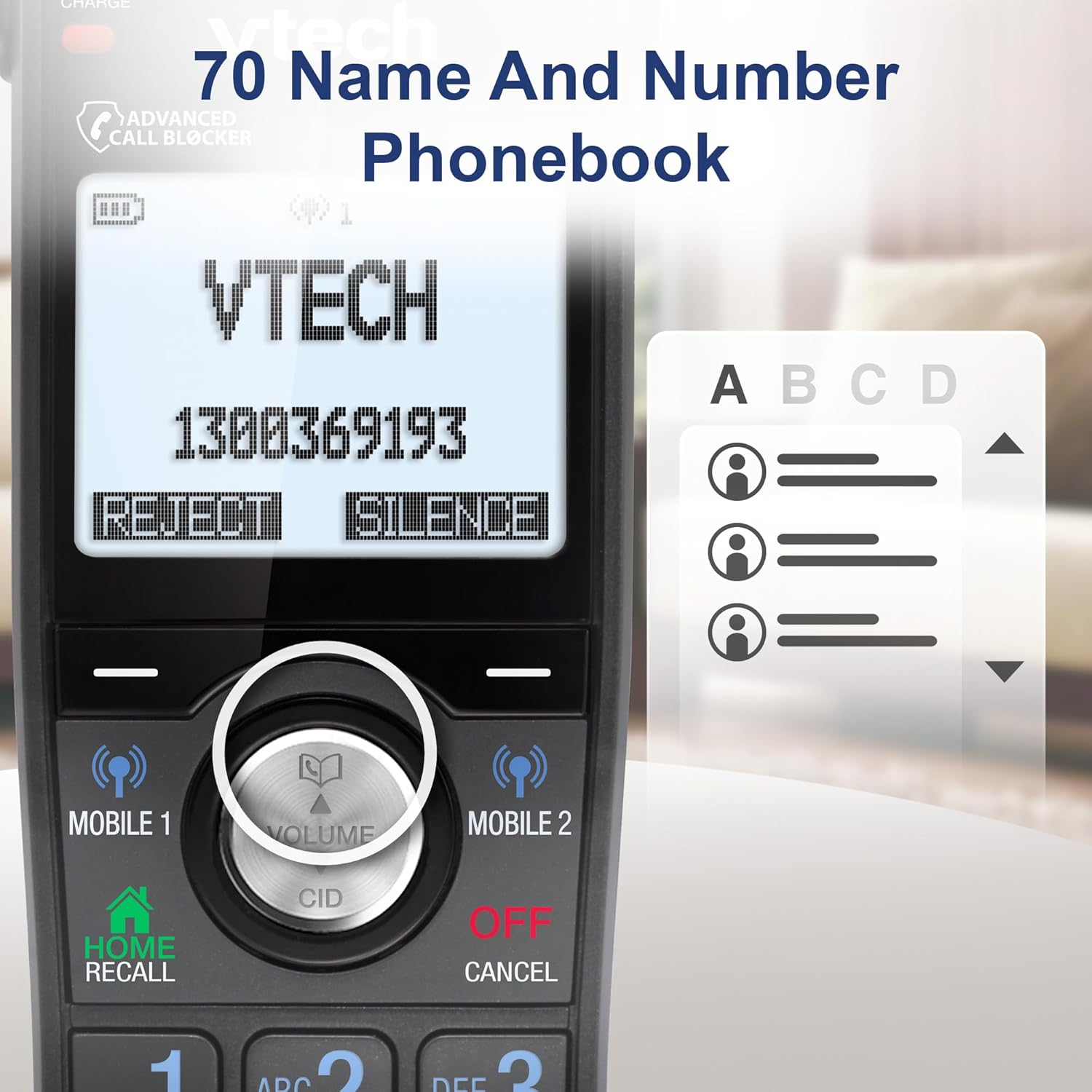 Vtech CLS21250 Super Long Range DECT Cordless Phone with Handsfree Speakerphone, 200 Name and Number Phonebook, 10 Last Number Redial, Volume Booster, up to 22 Hours Talk Time image number 3